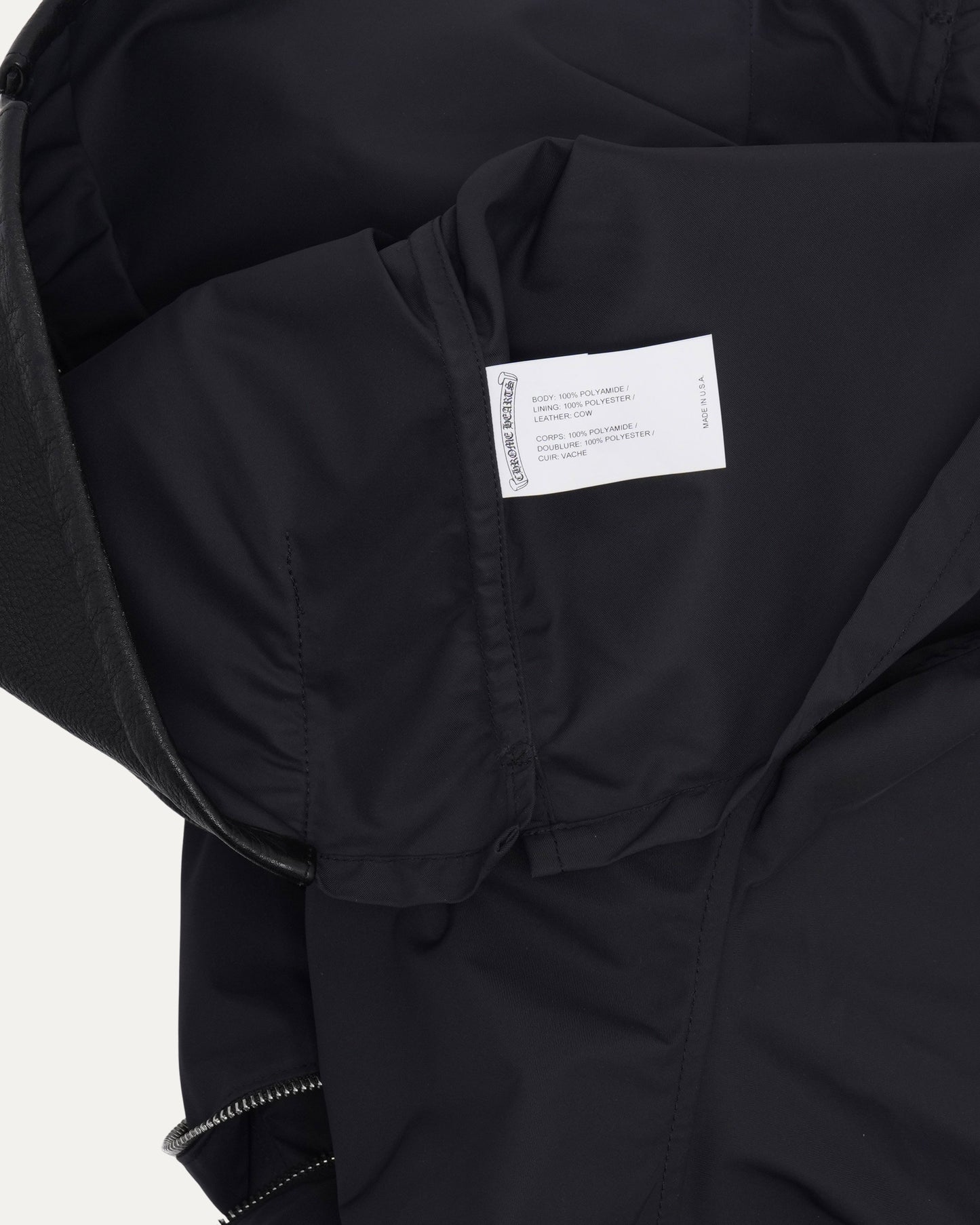 Nylon and Leather Zip Up Shirt