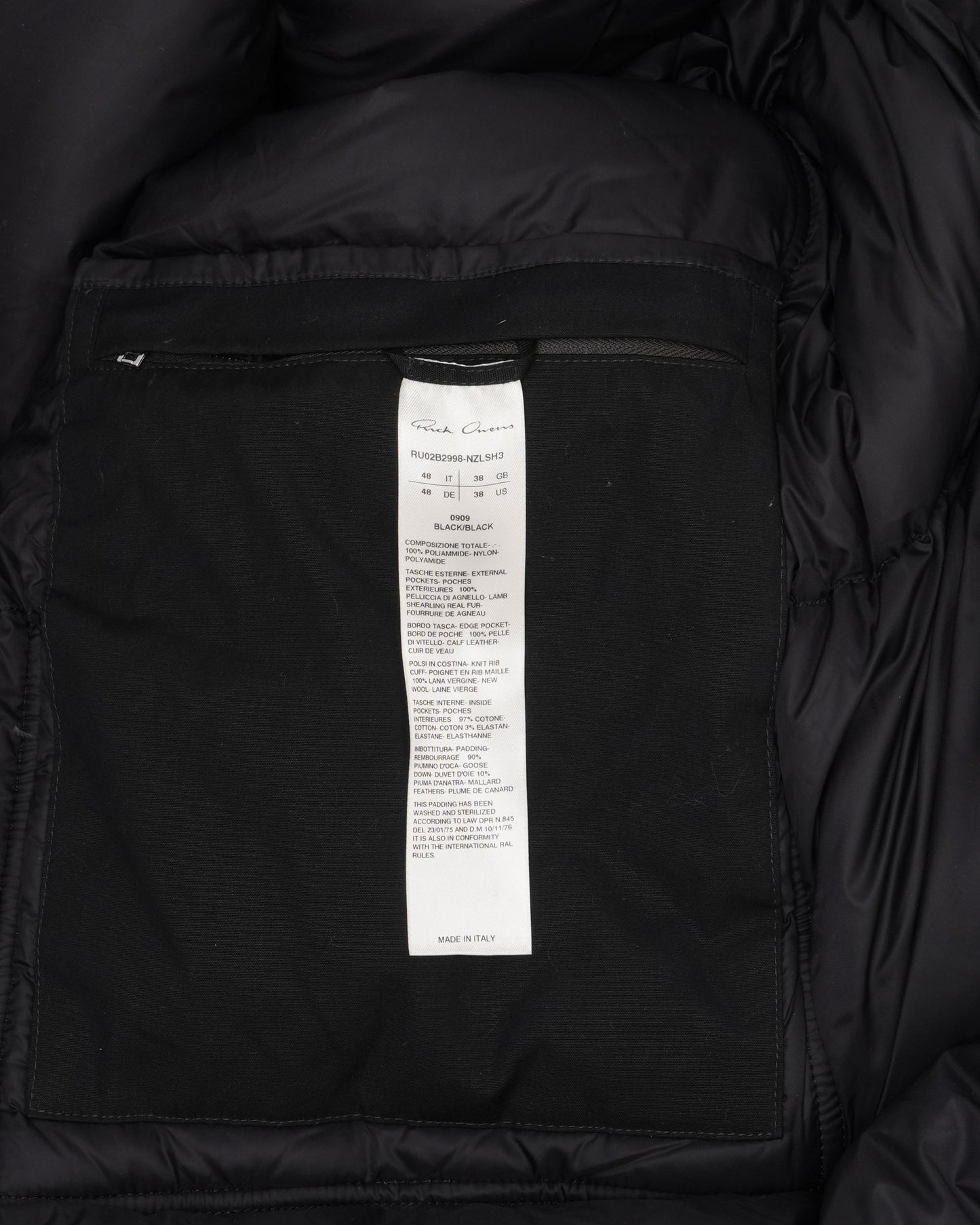 FW22 Strobe Leather Pocket Puffer Coat