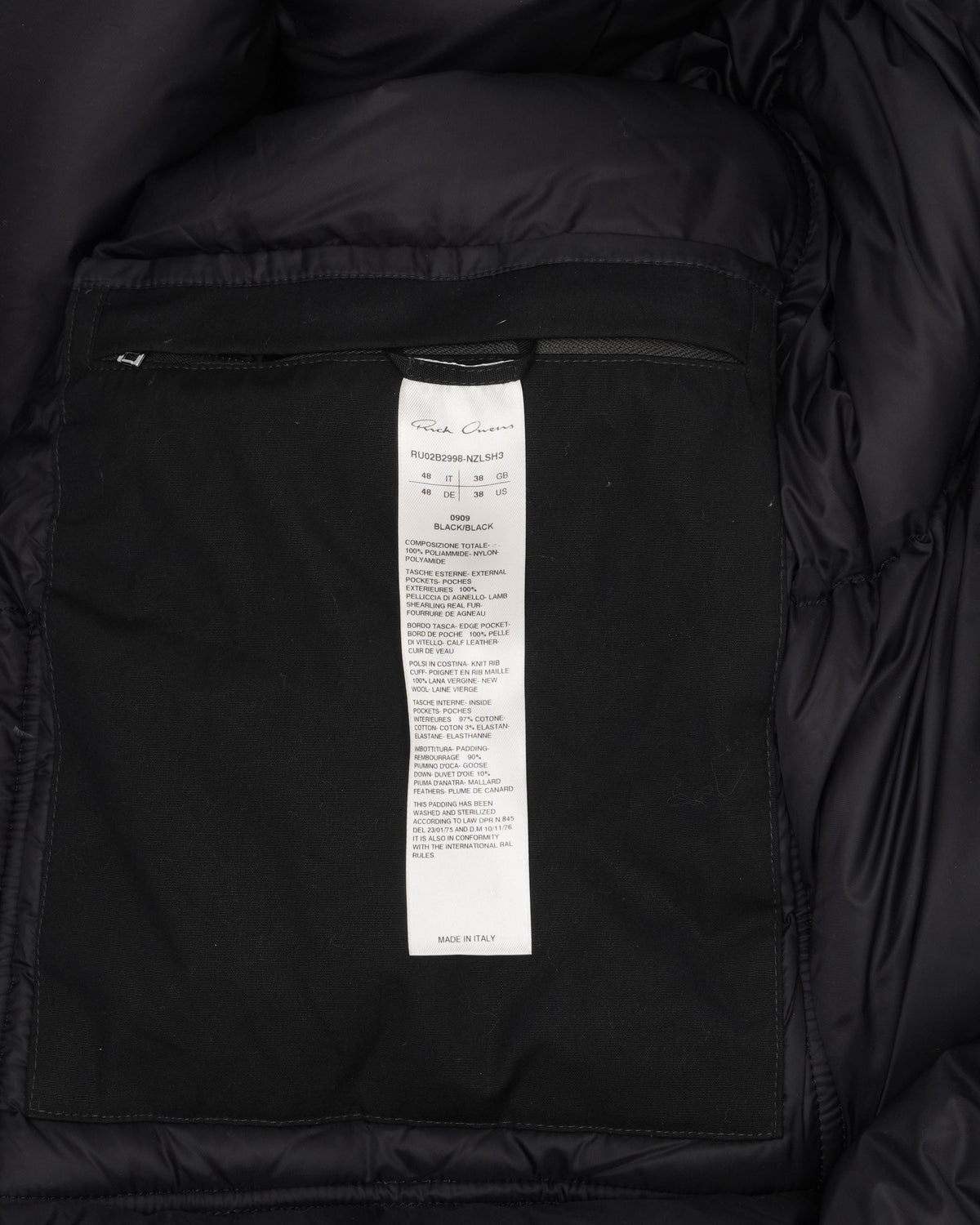 FW22 Strobe Leather Pocket Puffer Coat