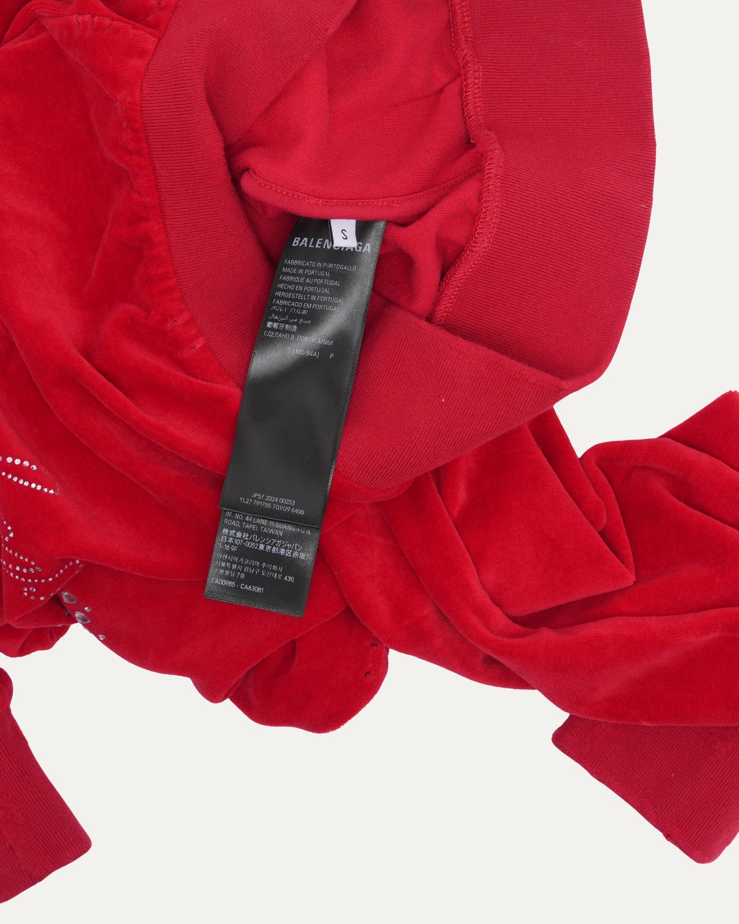 Crystal Logo Velour Zip Up Hoodie