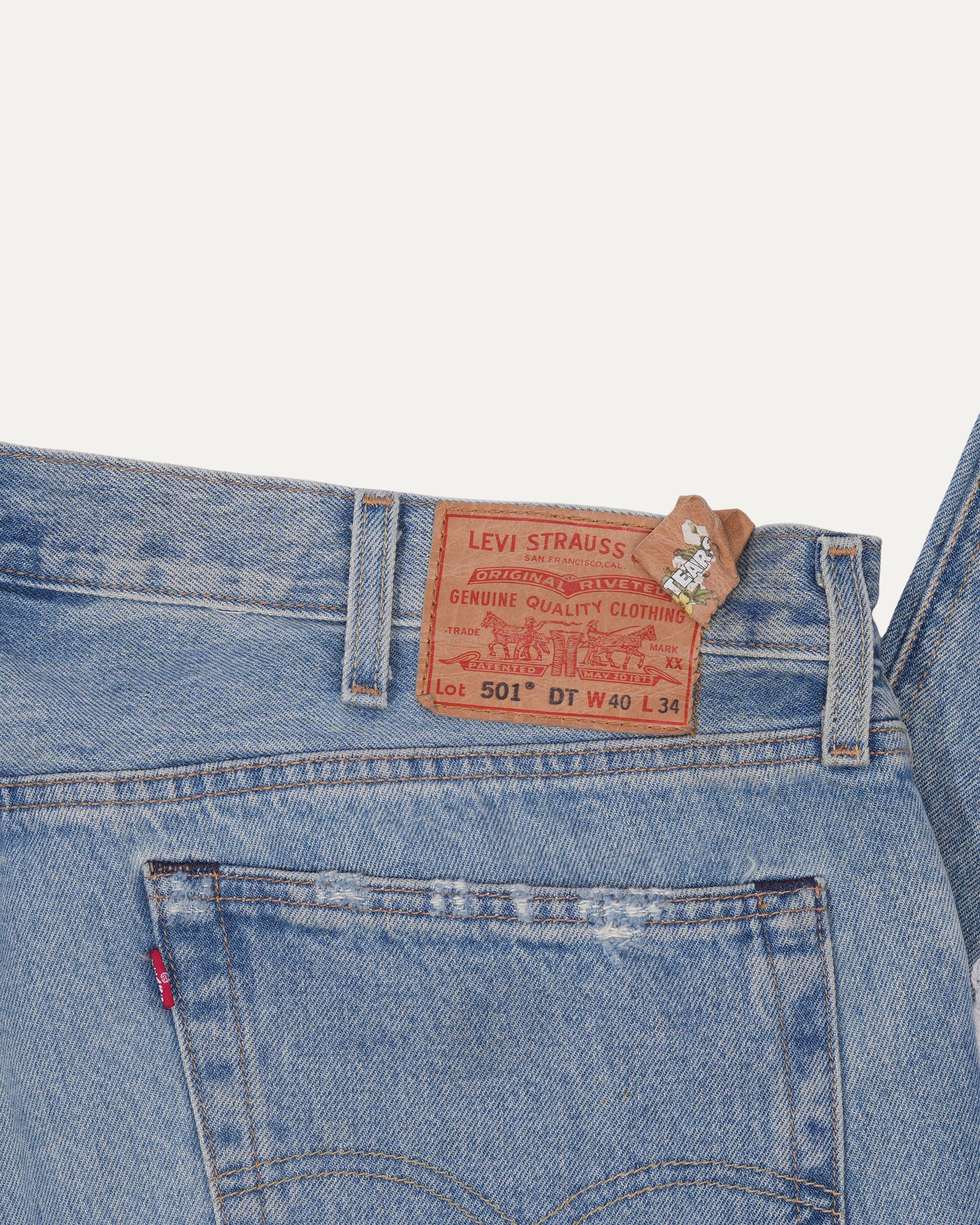 Levi's Virgil Abloh 'Message In A Tear' Embroidered 501 Jeans