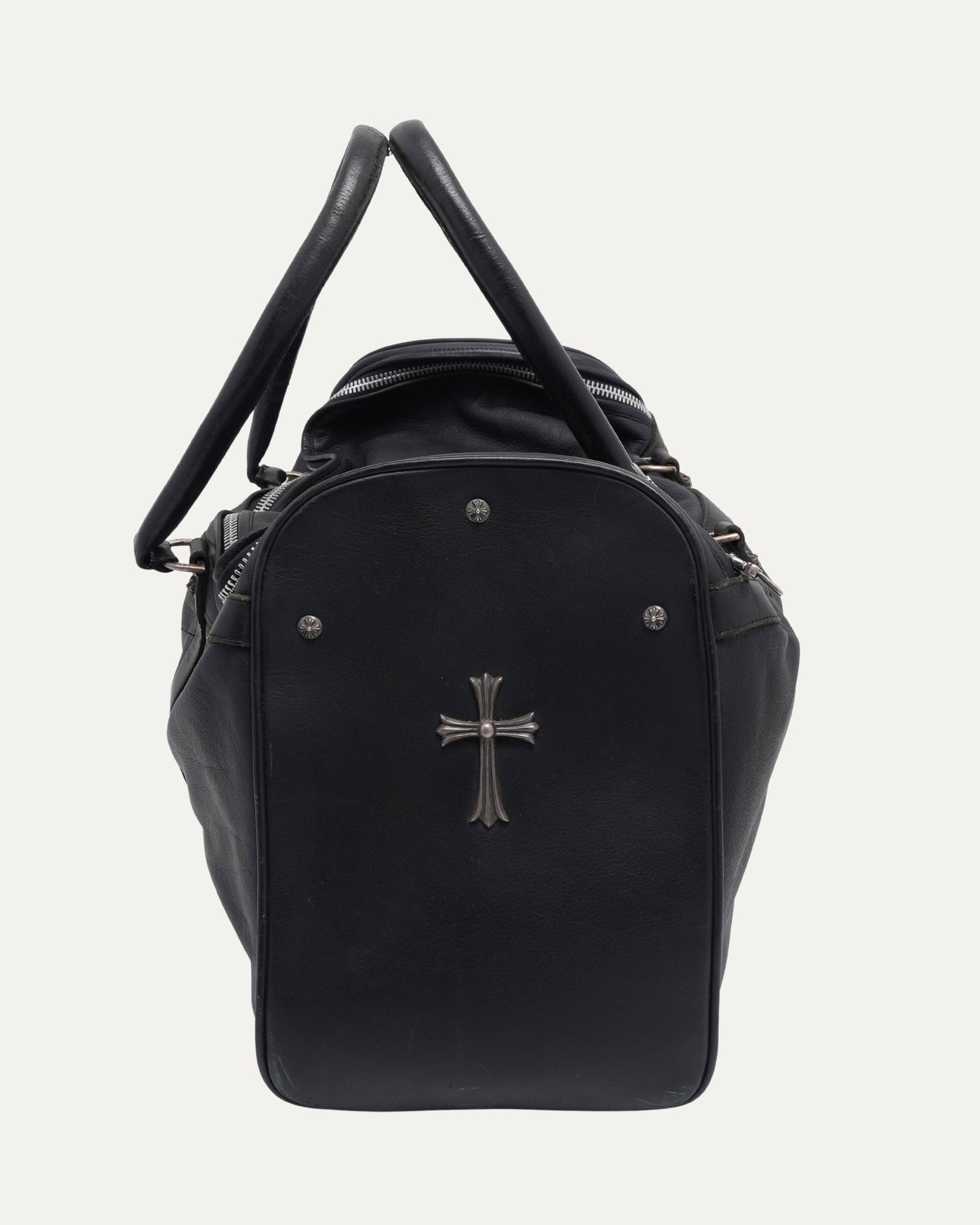 Cross Embellished Structured Duffle Bag