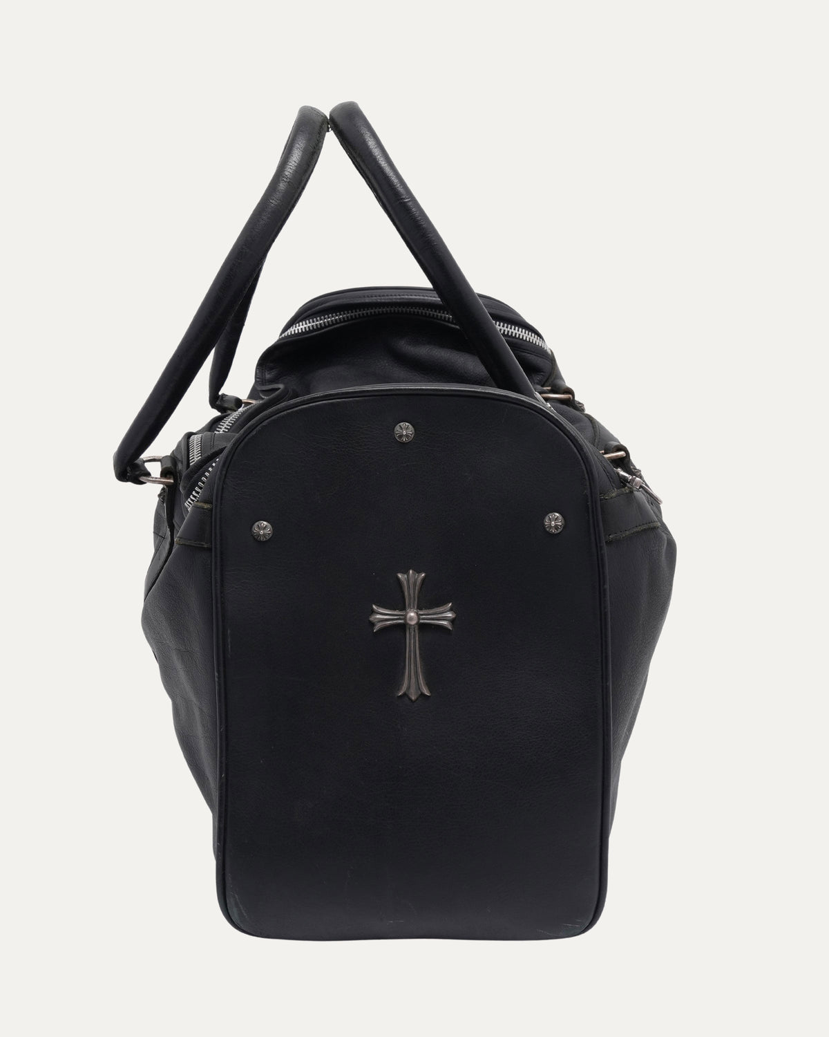 Cross Embellished Structured Duffle Bag