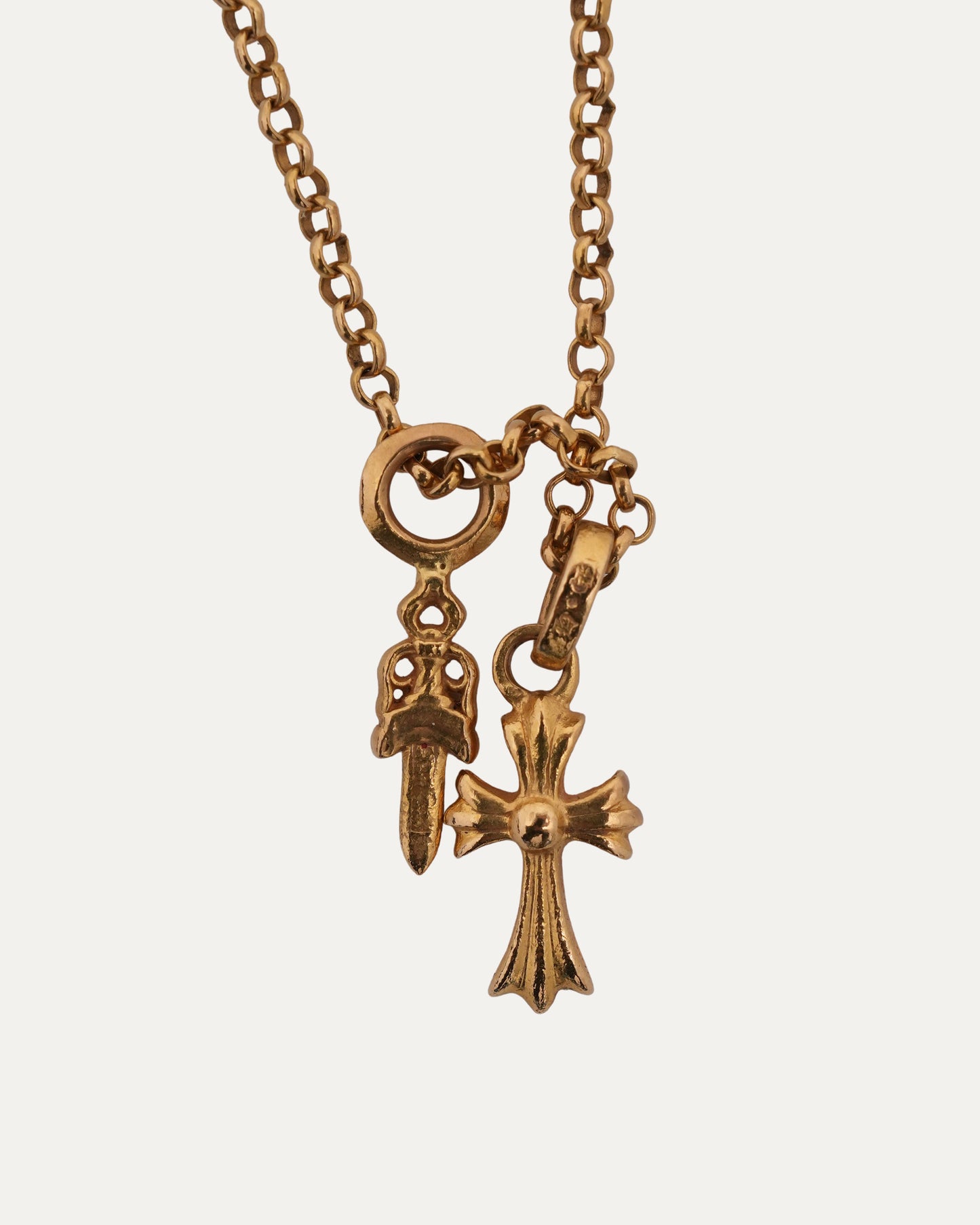 Gold Dagger and Diamond Baby Fat on Roll Chain