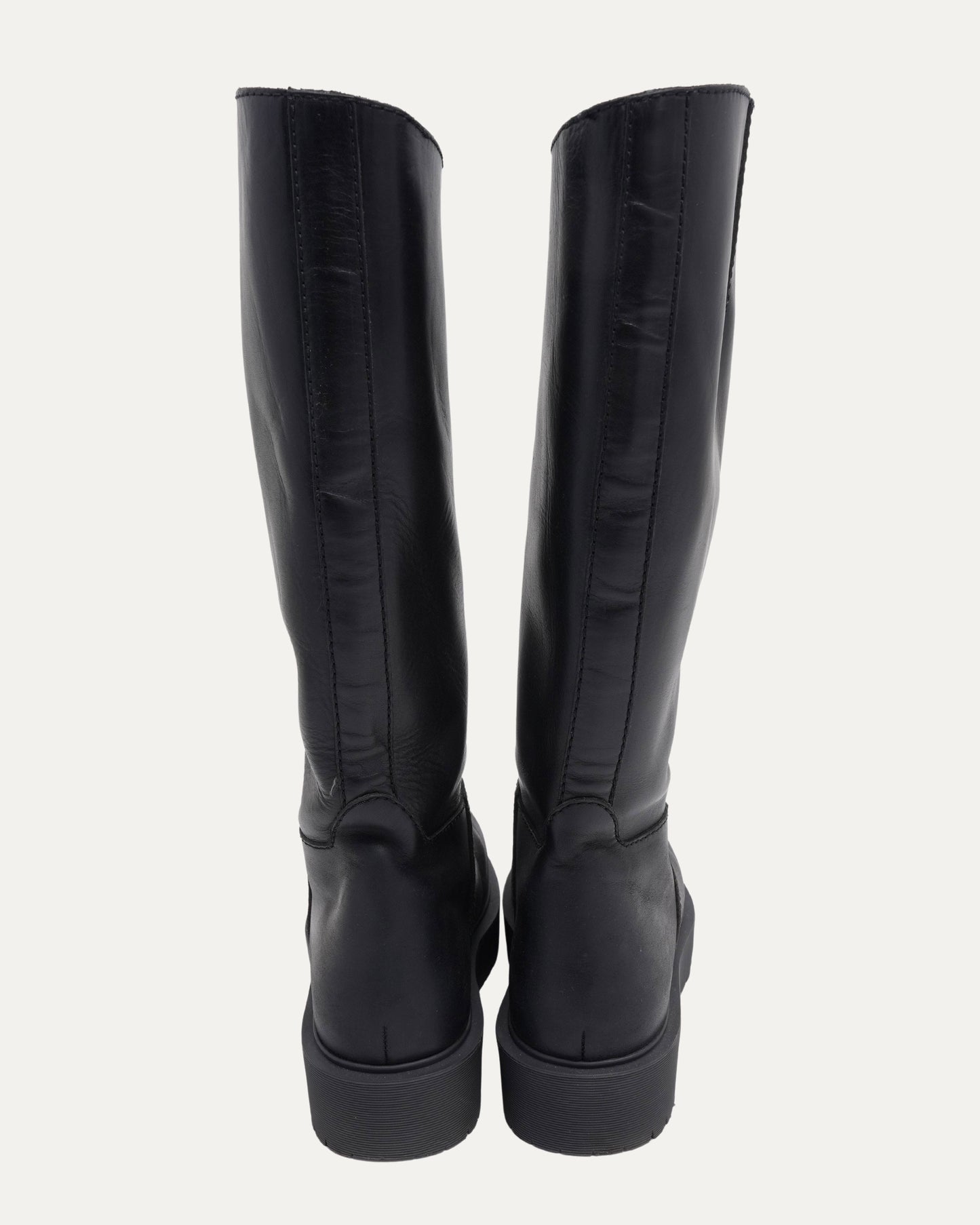 Logo Embossed Leather Boots