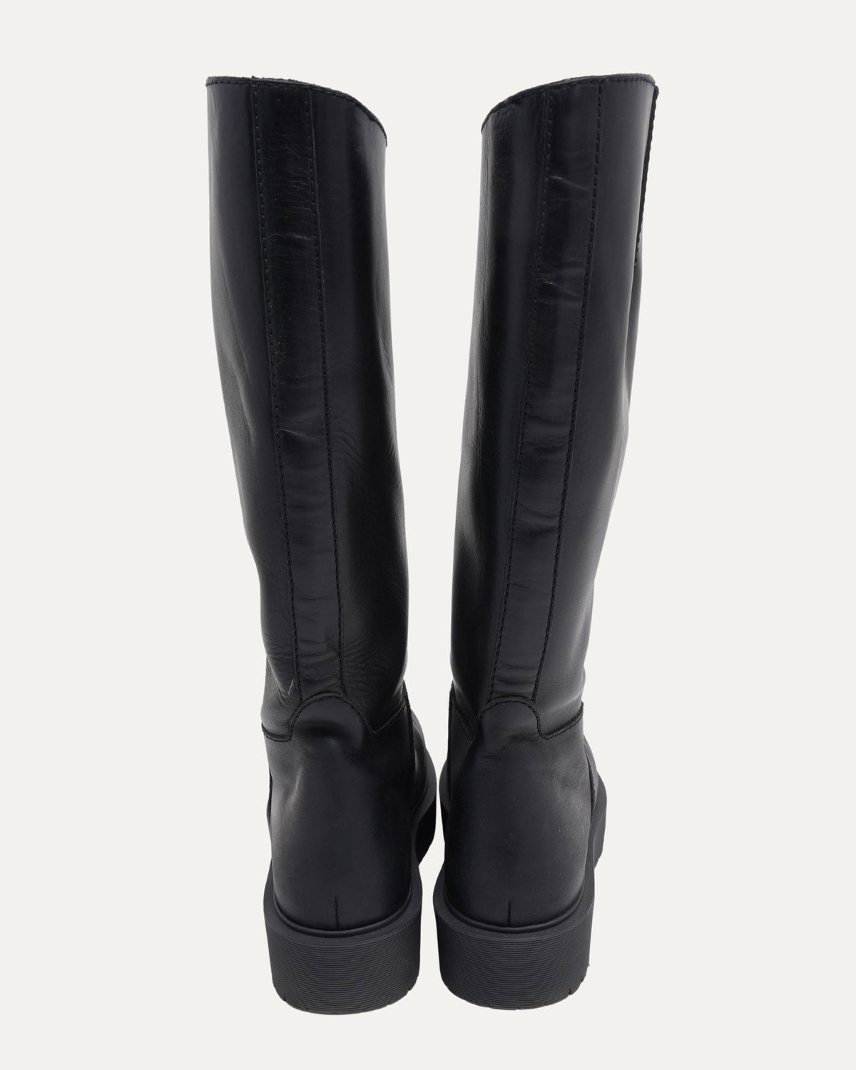 Logo Embossed Leather Boots
