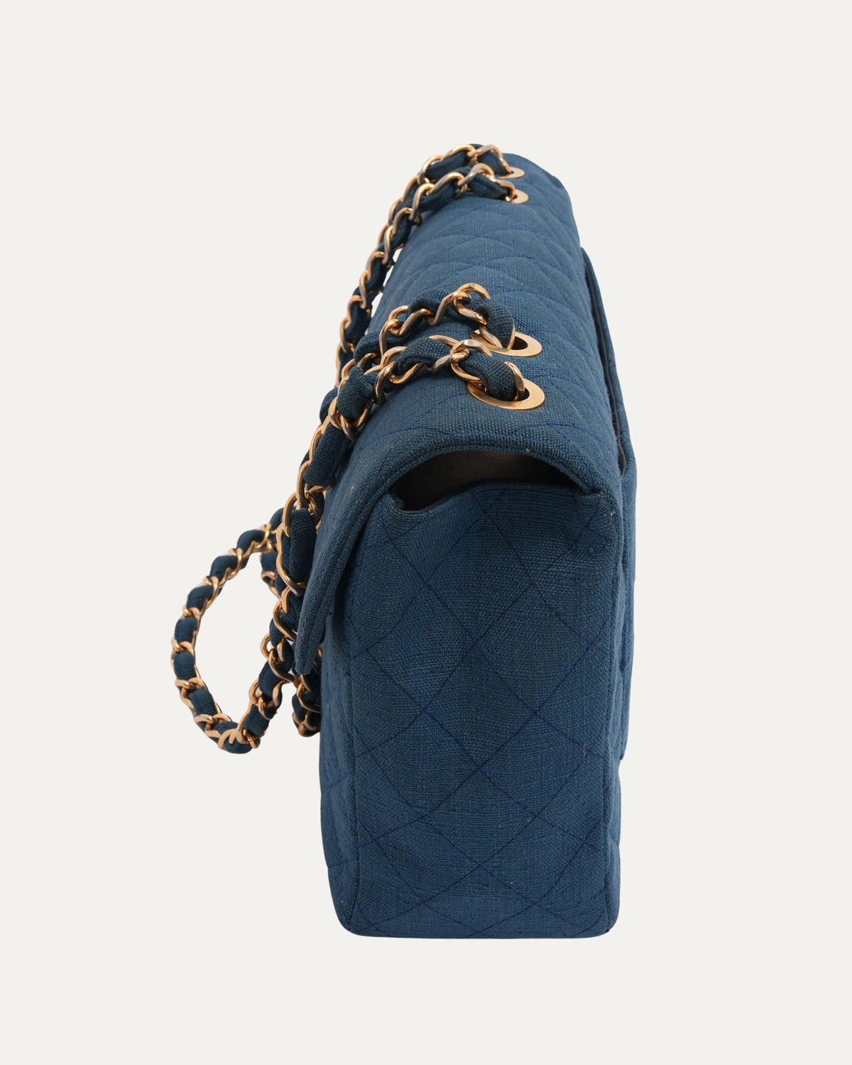 Maxi Quilted Denim Flap Bag