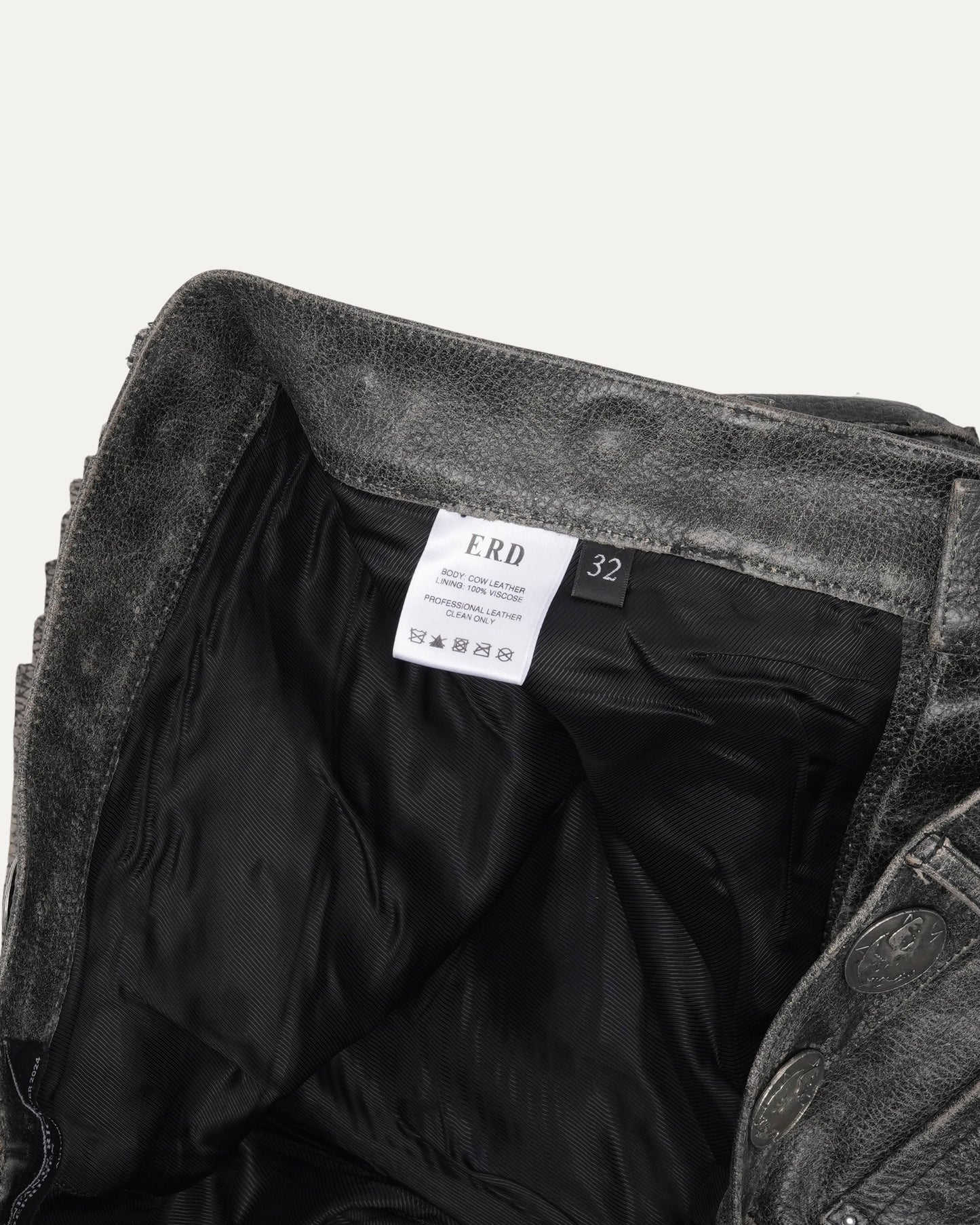 Straight Leg Embellished Leather Jeans