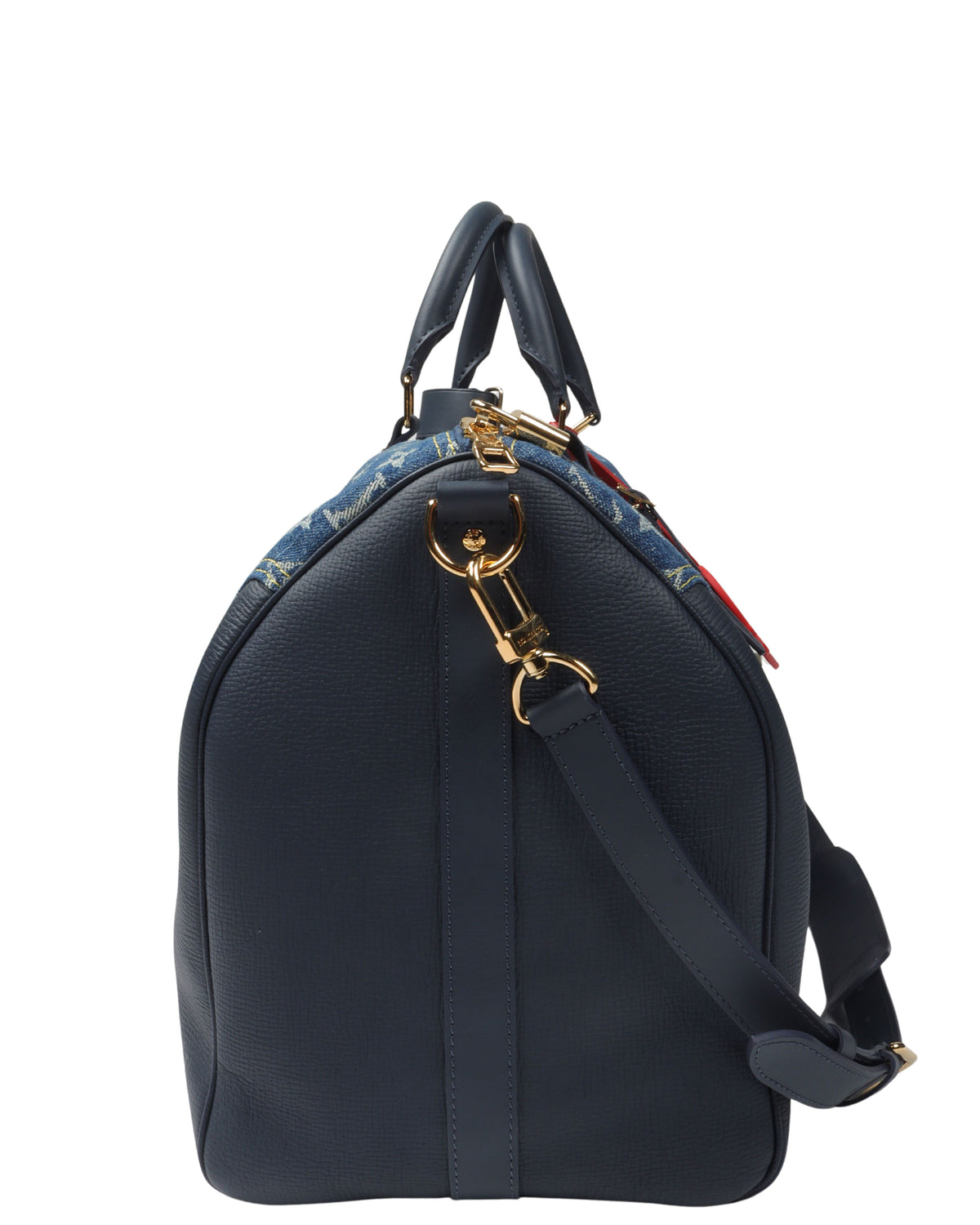 Virgil Abloh NIGO Blue Monogram Denim Drip & Taurillon Keepall Bandoulière 50