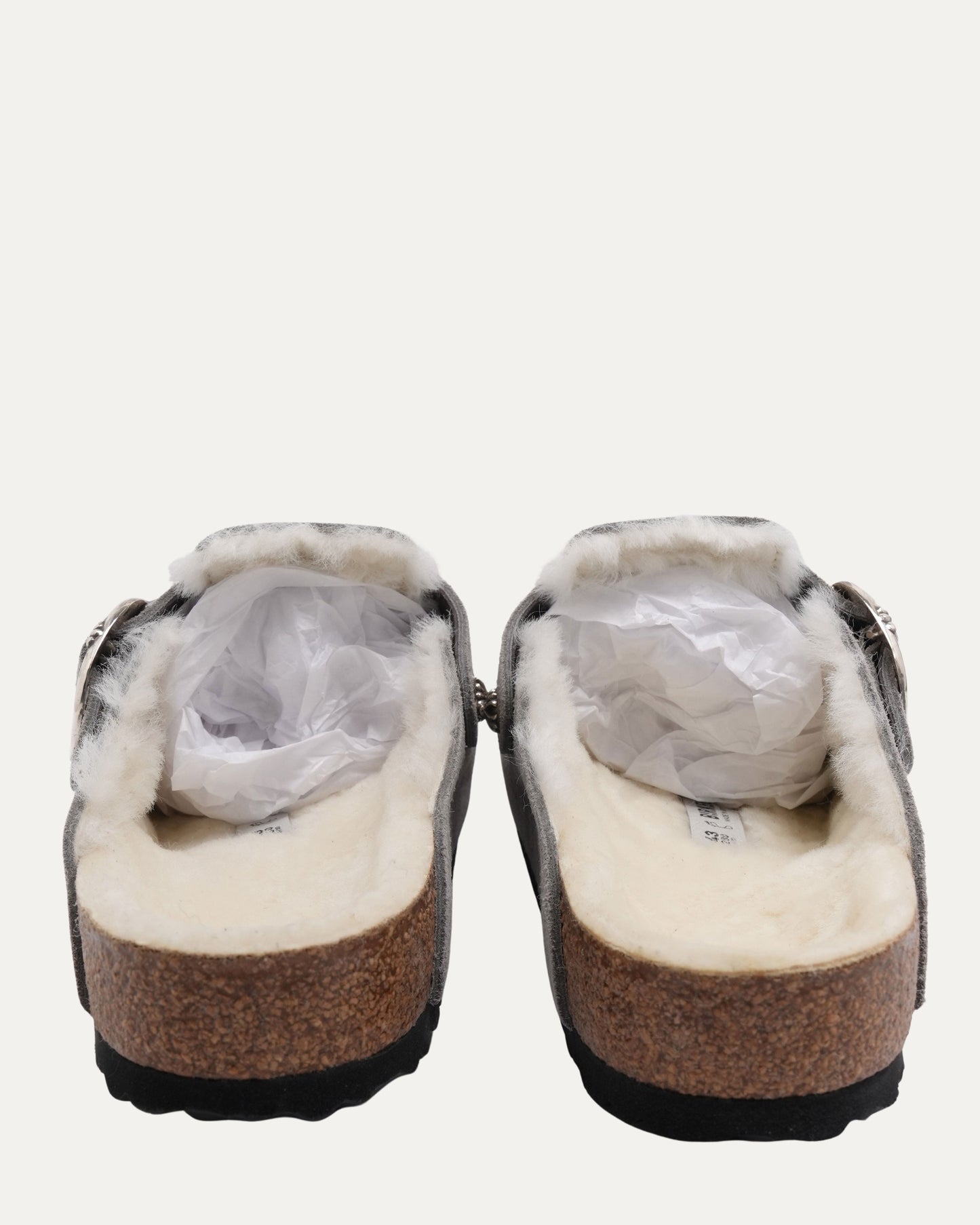 Dagger Embellished Birkenstock Boston Shearling Lined Suede Mule