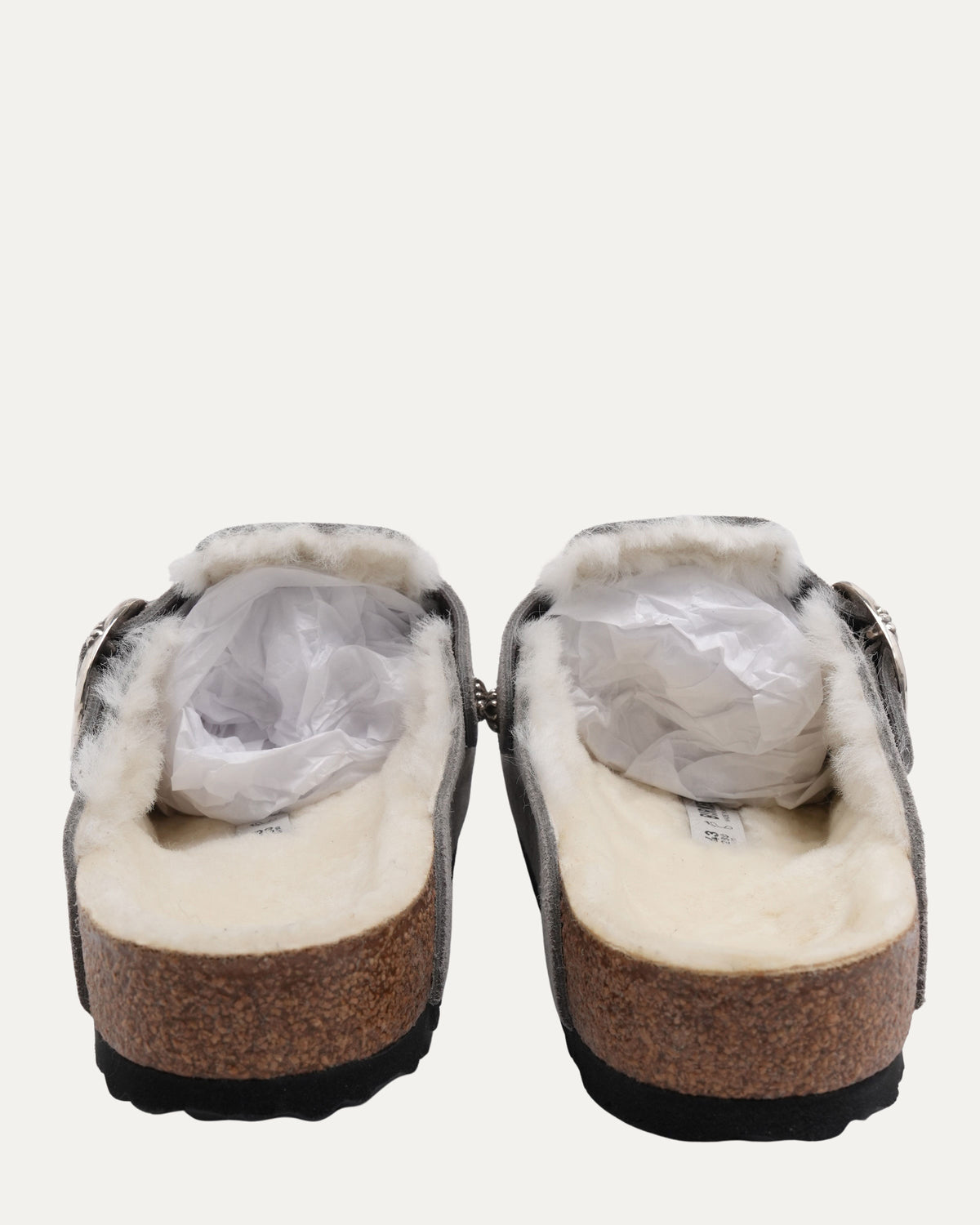 Dagger Embellished Birkenstock Boston Shearling Lined Suede Mule