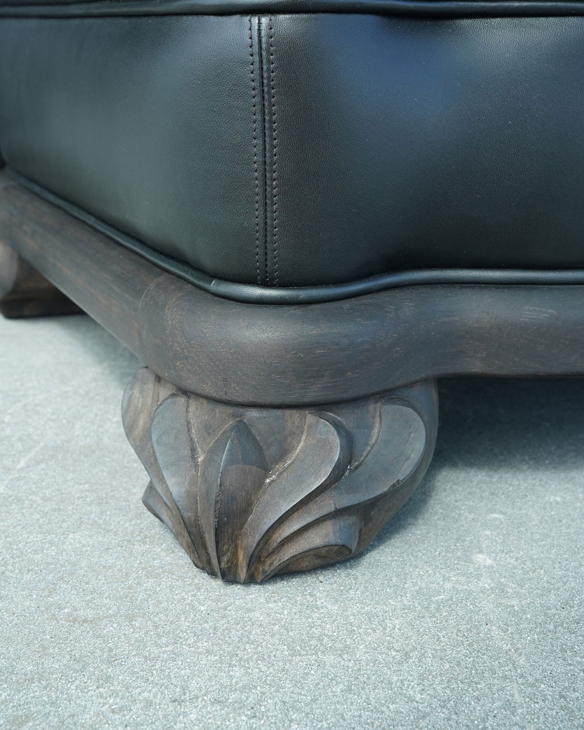 Leather Fleur De Lis Lounge Chair & Ottoman