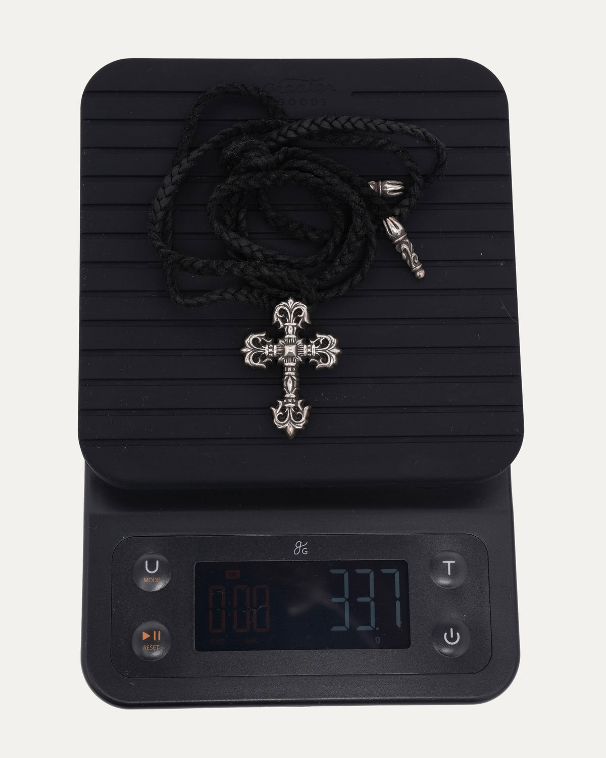 Filigree Cross Pendant with Braided Leather Necklace
