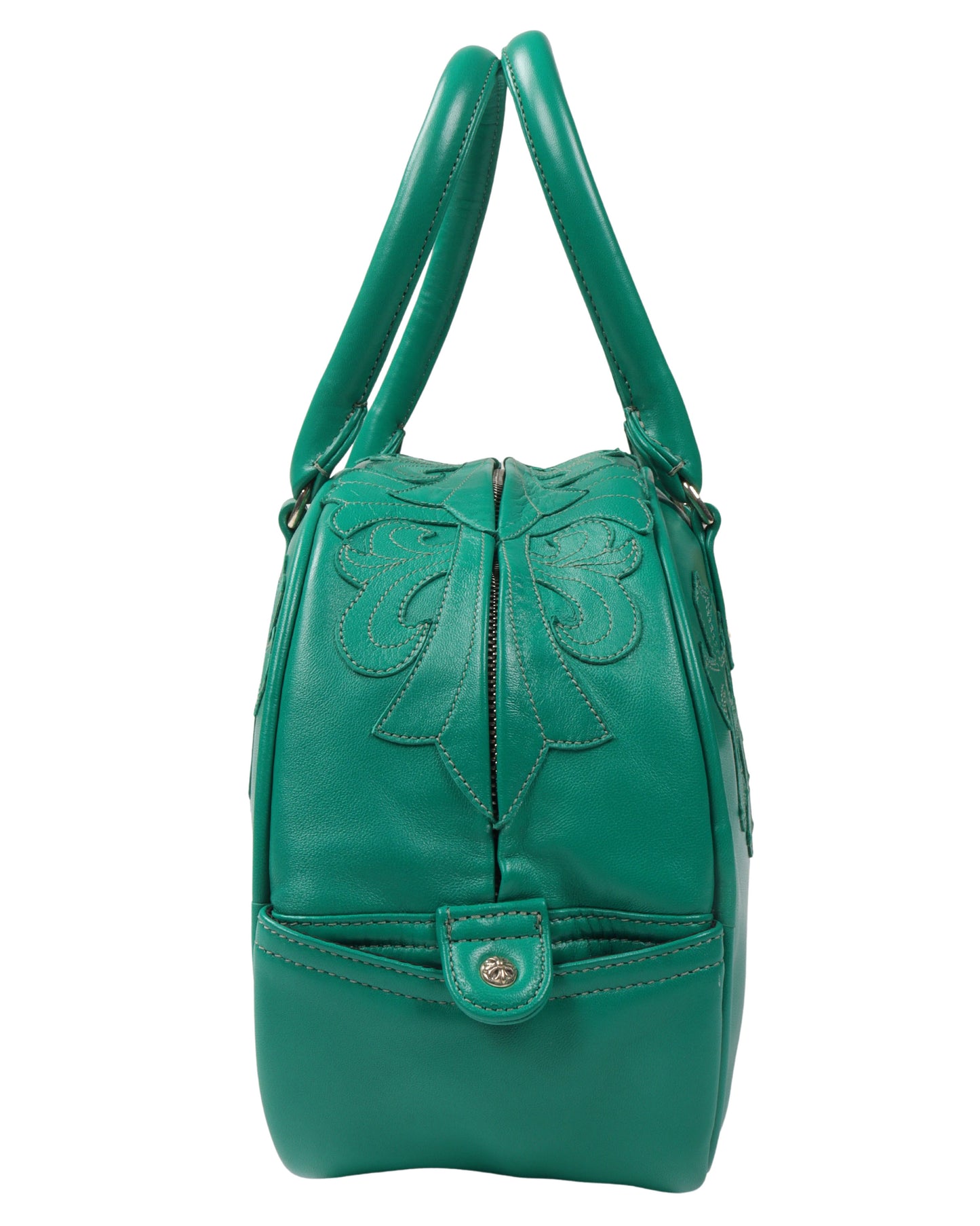 Leather Fleur Cross Patch Bowling Bag