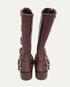 Buckled Leather Biker Boots