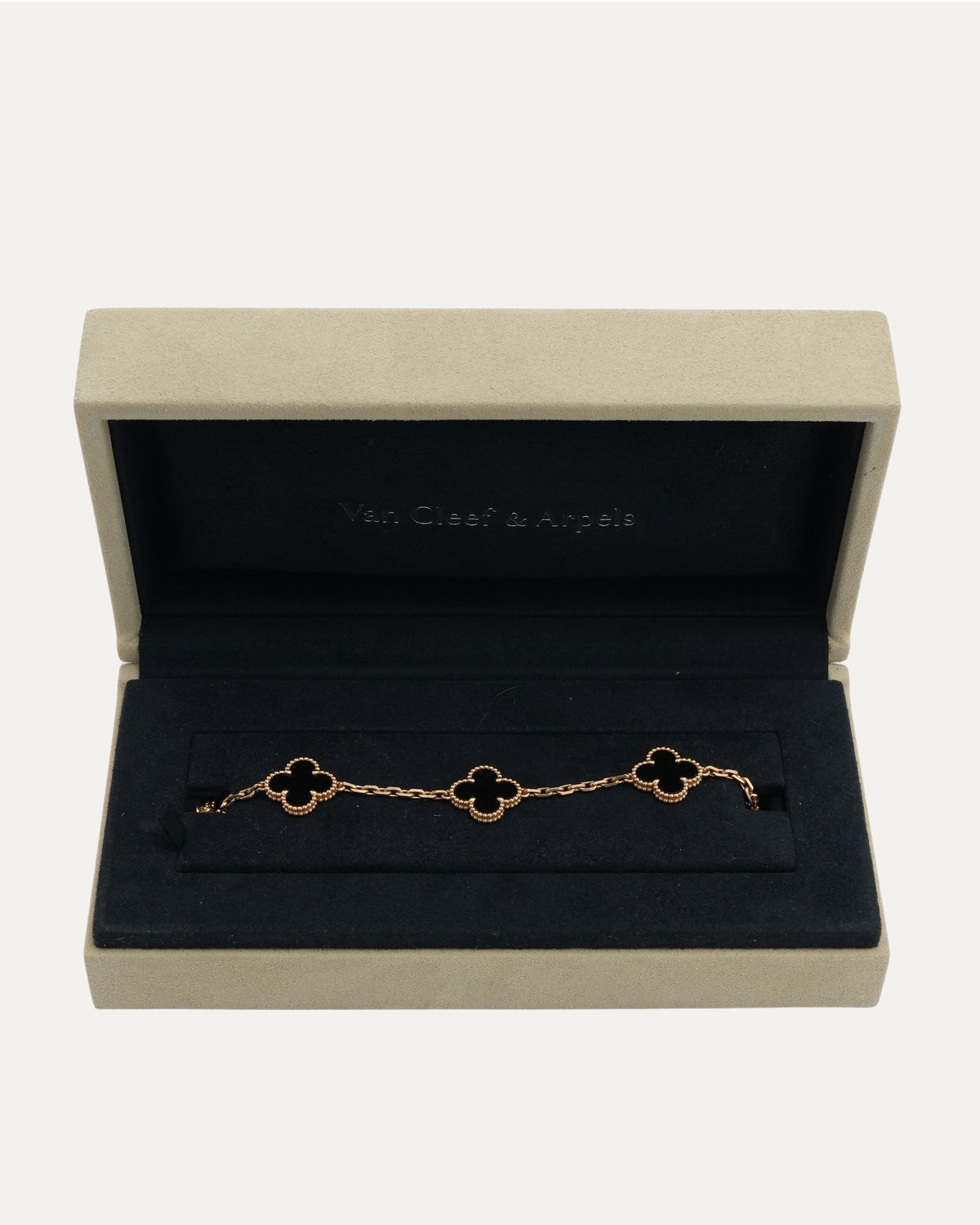Gold Onyx Vintage Alhambra Bracelet