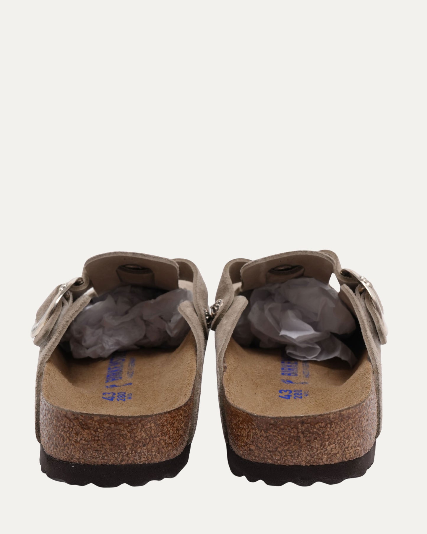 Cross Embellished Birkenstock Boston Suede Mule