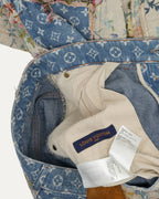 Floral Monogram Boro Double Knee Flared Jeans