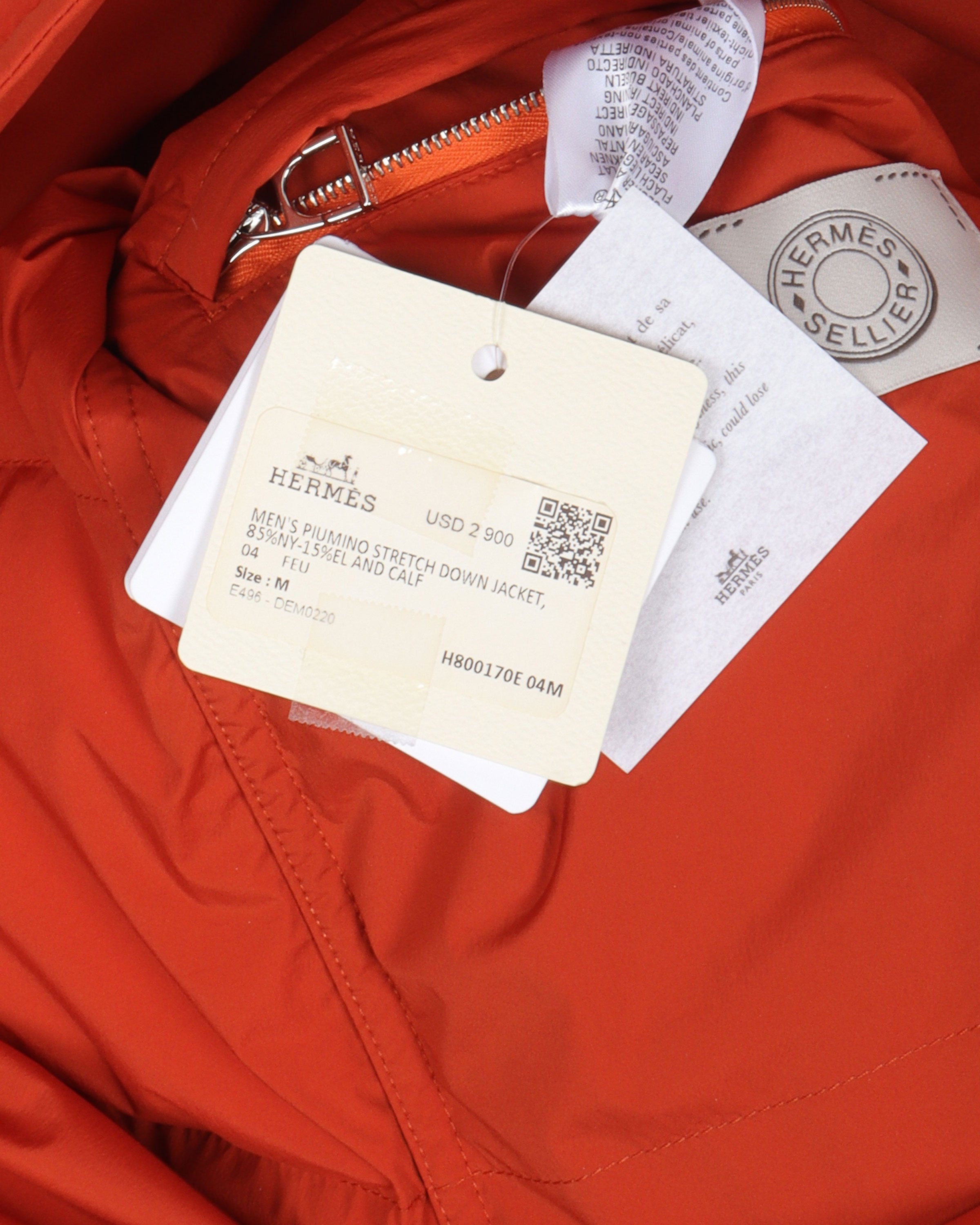 Hermès NEW HERMES DOWN JACKET EXTRA LIGHT PIUMINO M 48 ORANGE NEW COAT  Polyester ref.383430 - Joli Closet