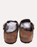 Cross Embellished Birkenstock Boston Suede Mule