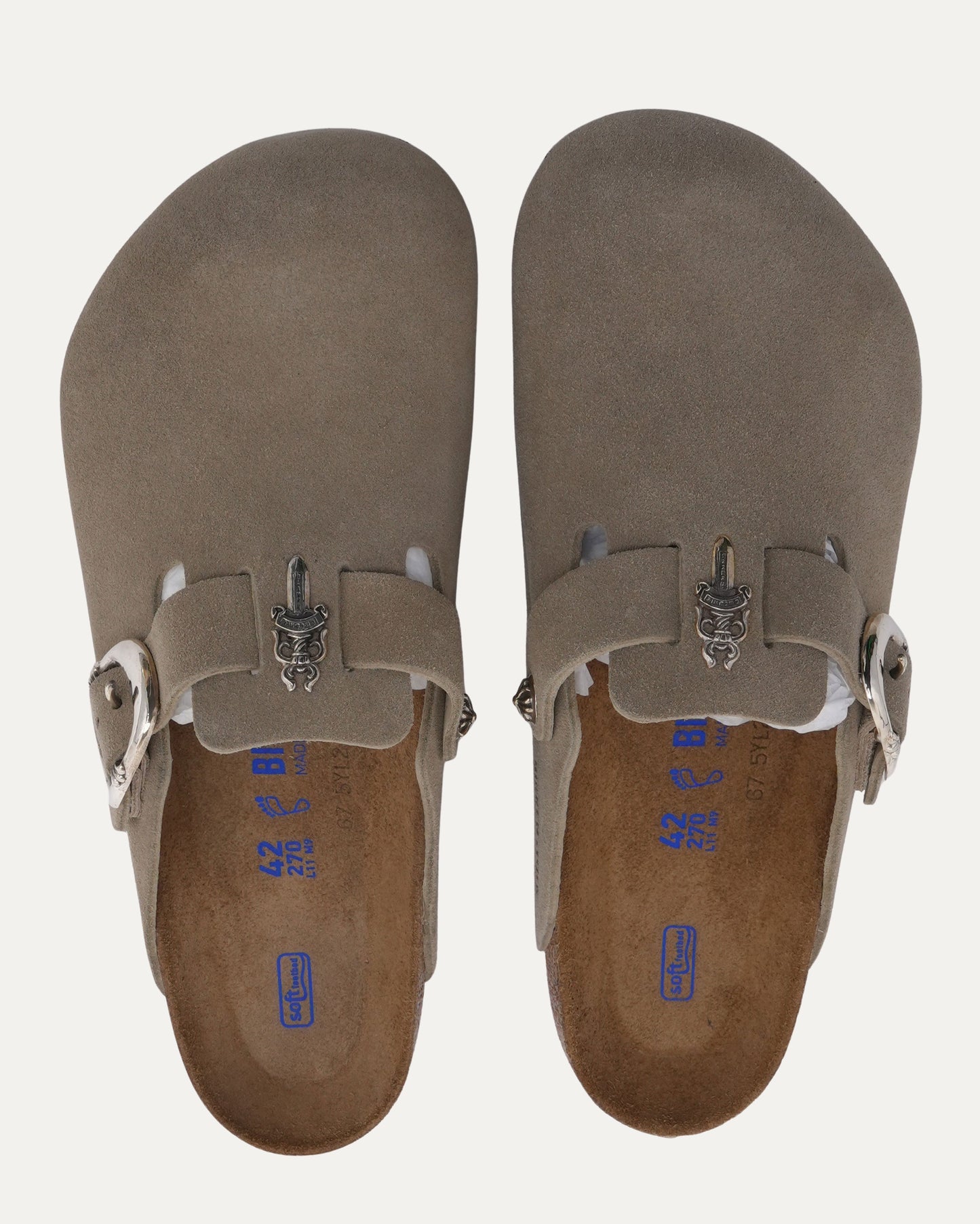 Dagger Embellished Birkenstock Boston Suede Mule