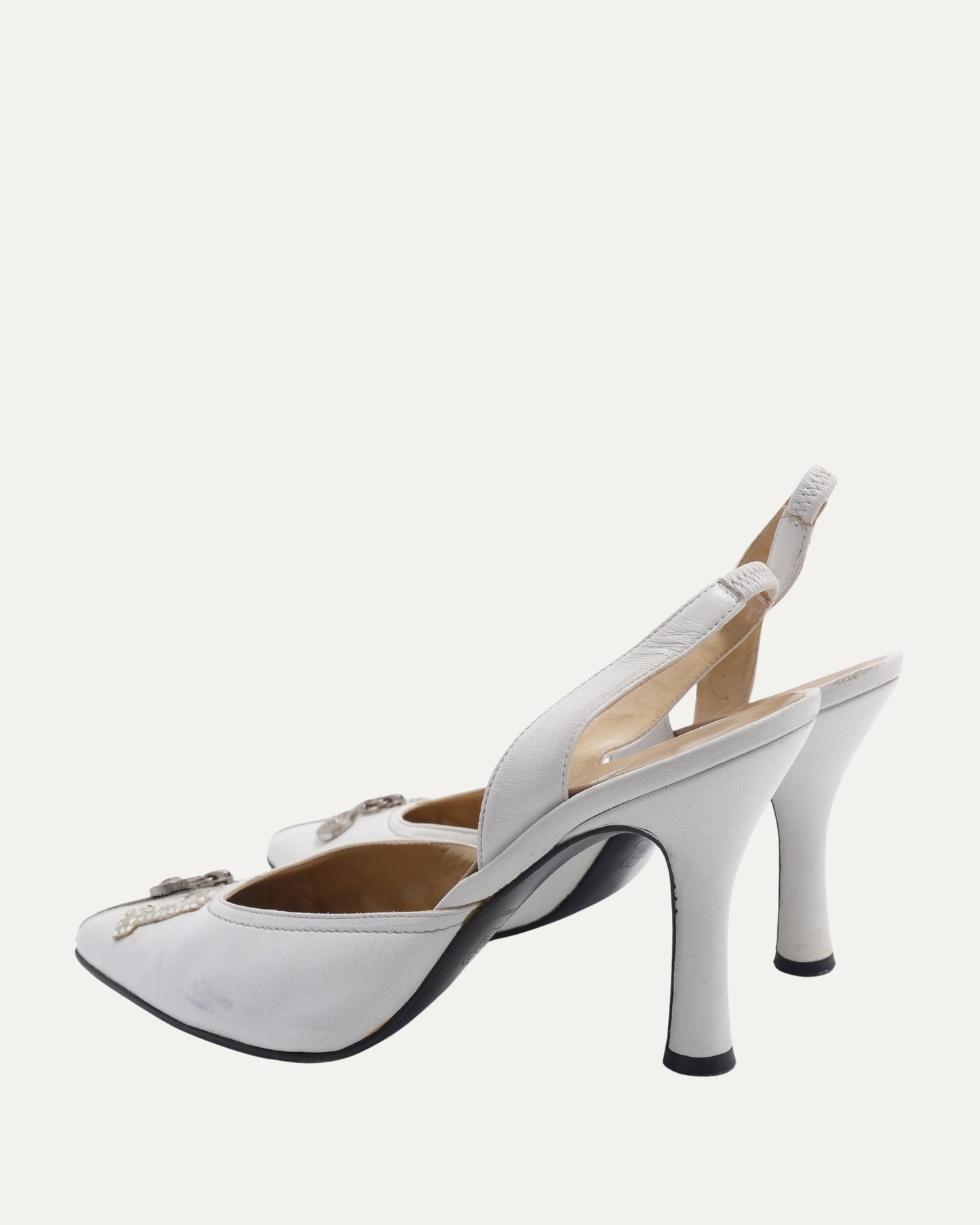 Rhinestone Embellished Zip Heels