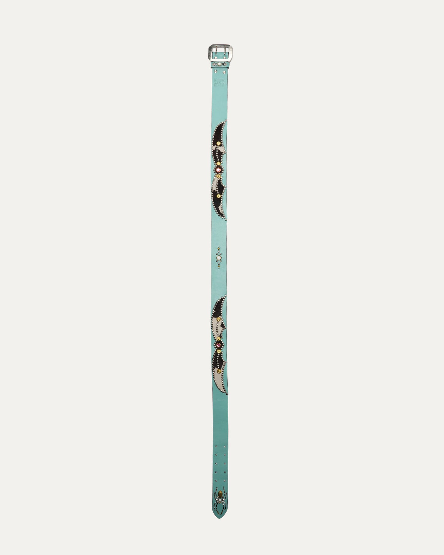 Studded Leather Cow Hair Inlay Belt