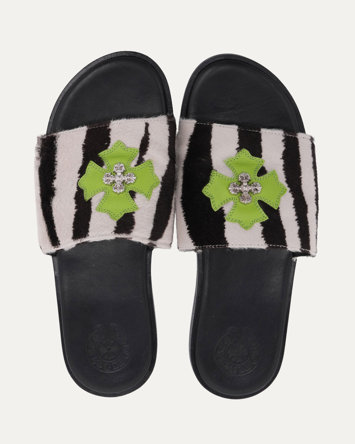 Filigree Embellished Plus Cross Patch Slides