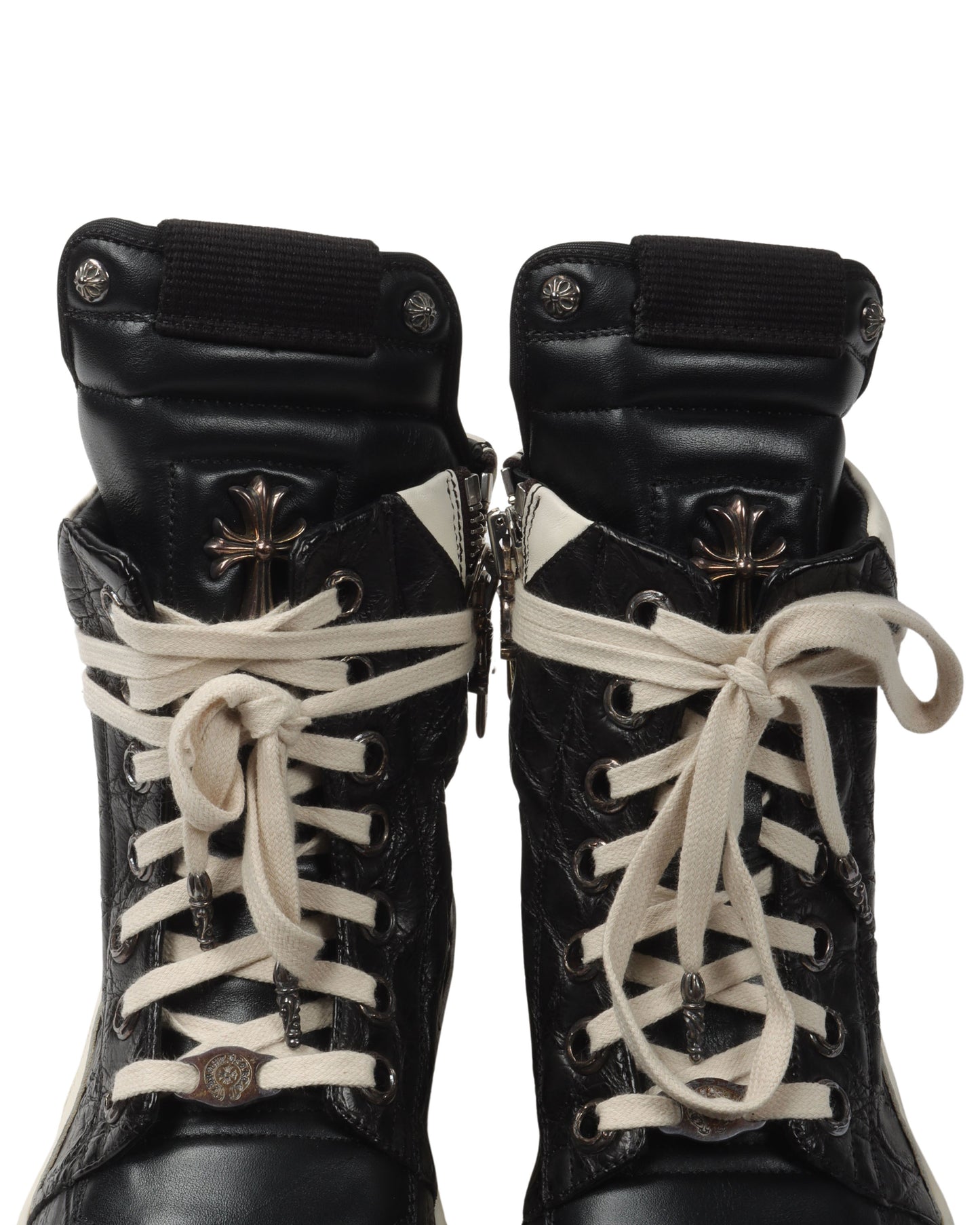 Rick Owens Crocodile Leather Geobasket Sneakers