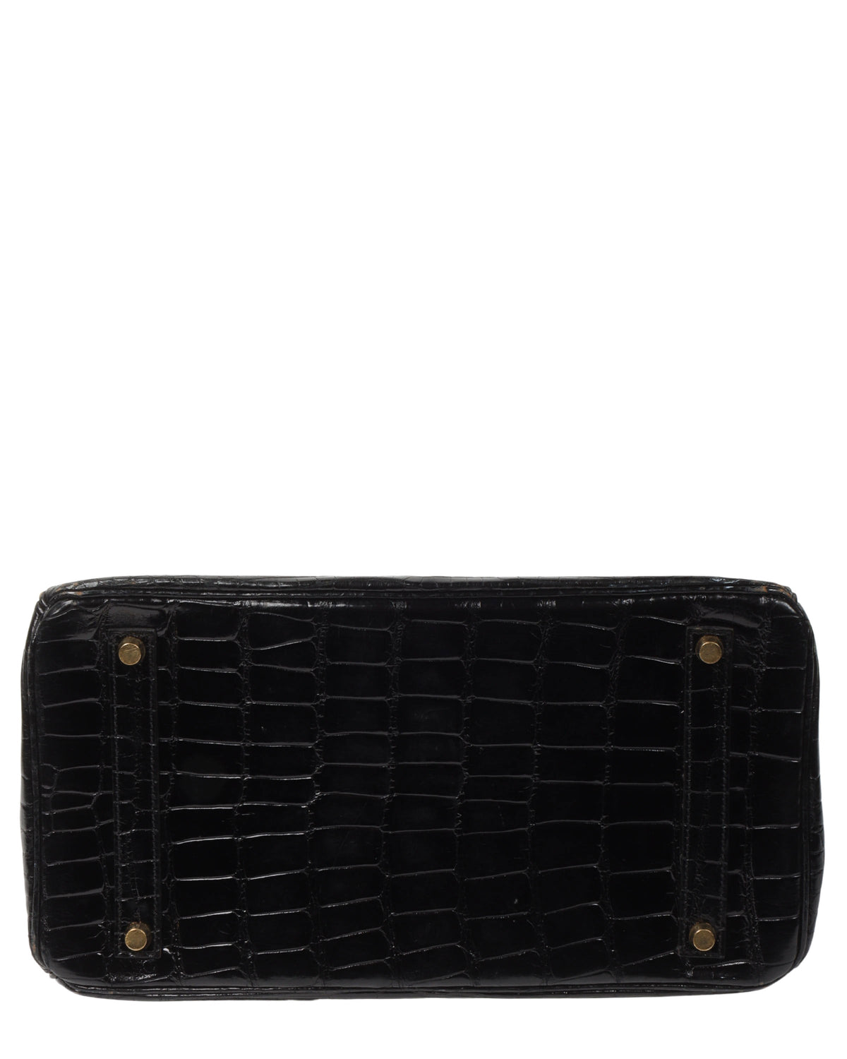 Black Shiny Alligator Mississippiensis Birkin 35 Brass Hardware