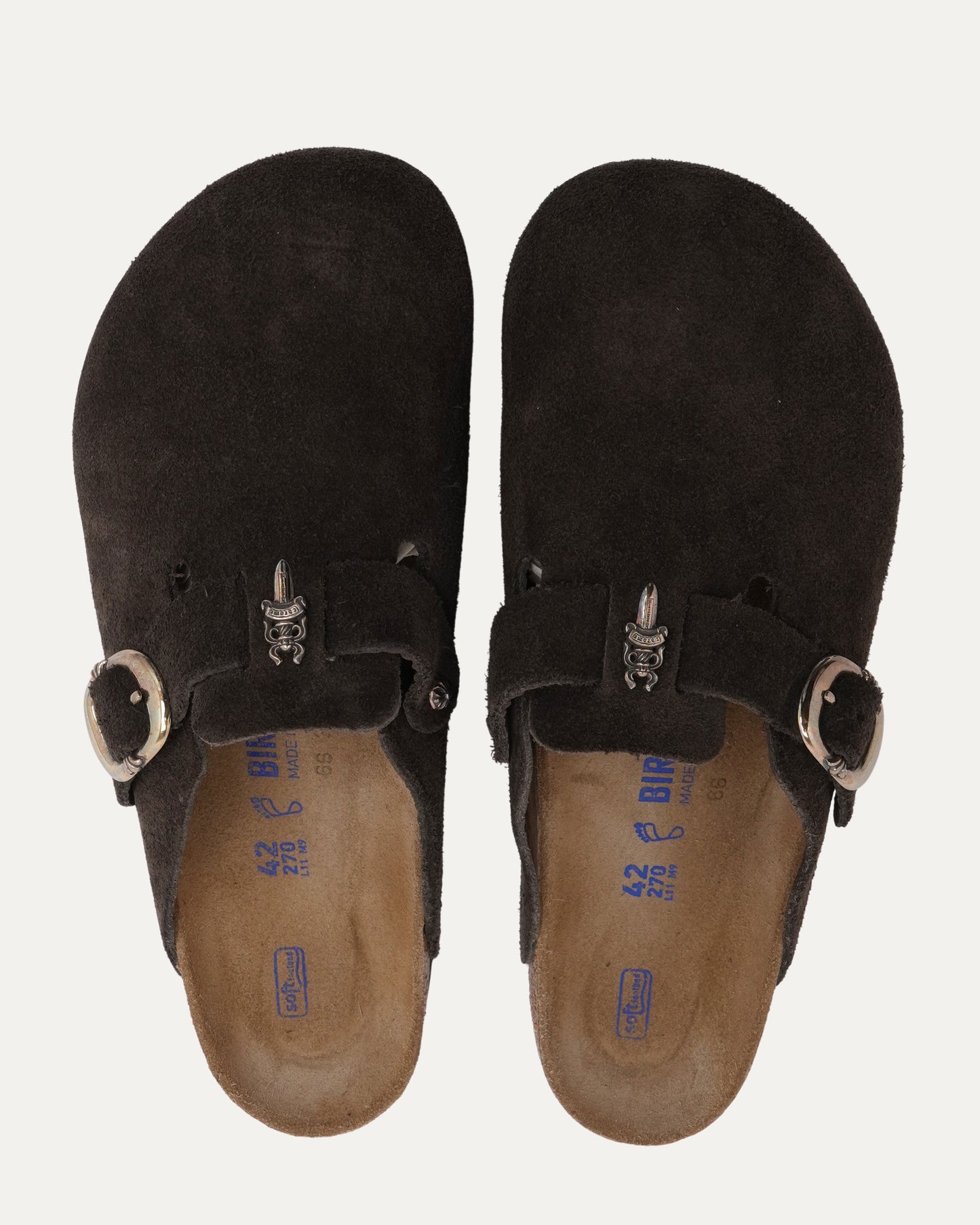 Dagger Embellished Birkenstock Boston Suede Mule