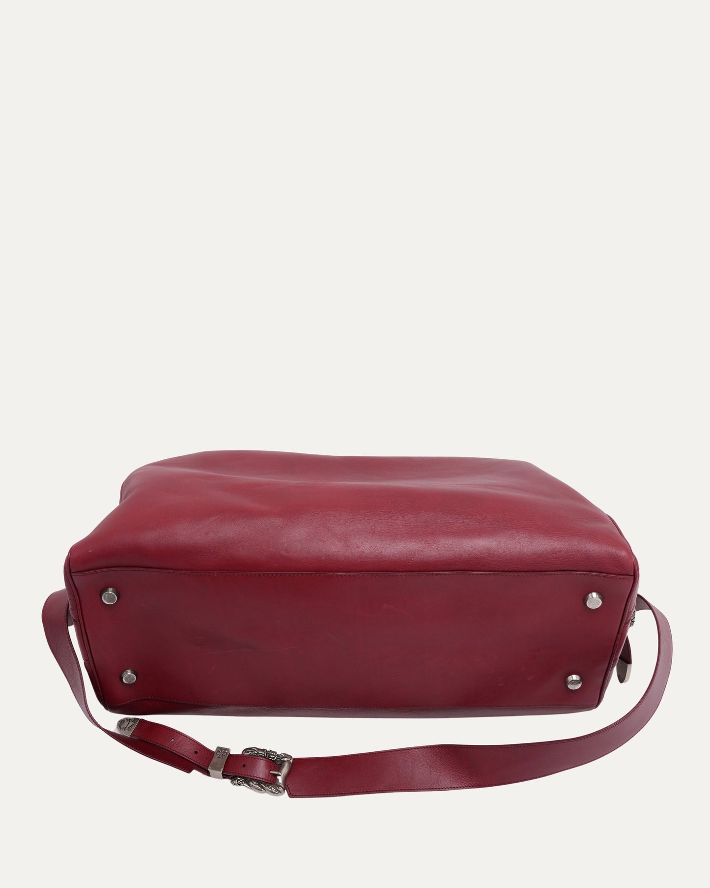 Leather Rose Buckle Weekender Bag