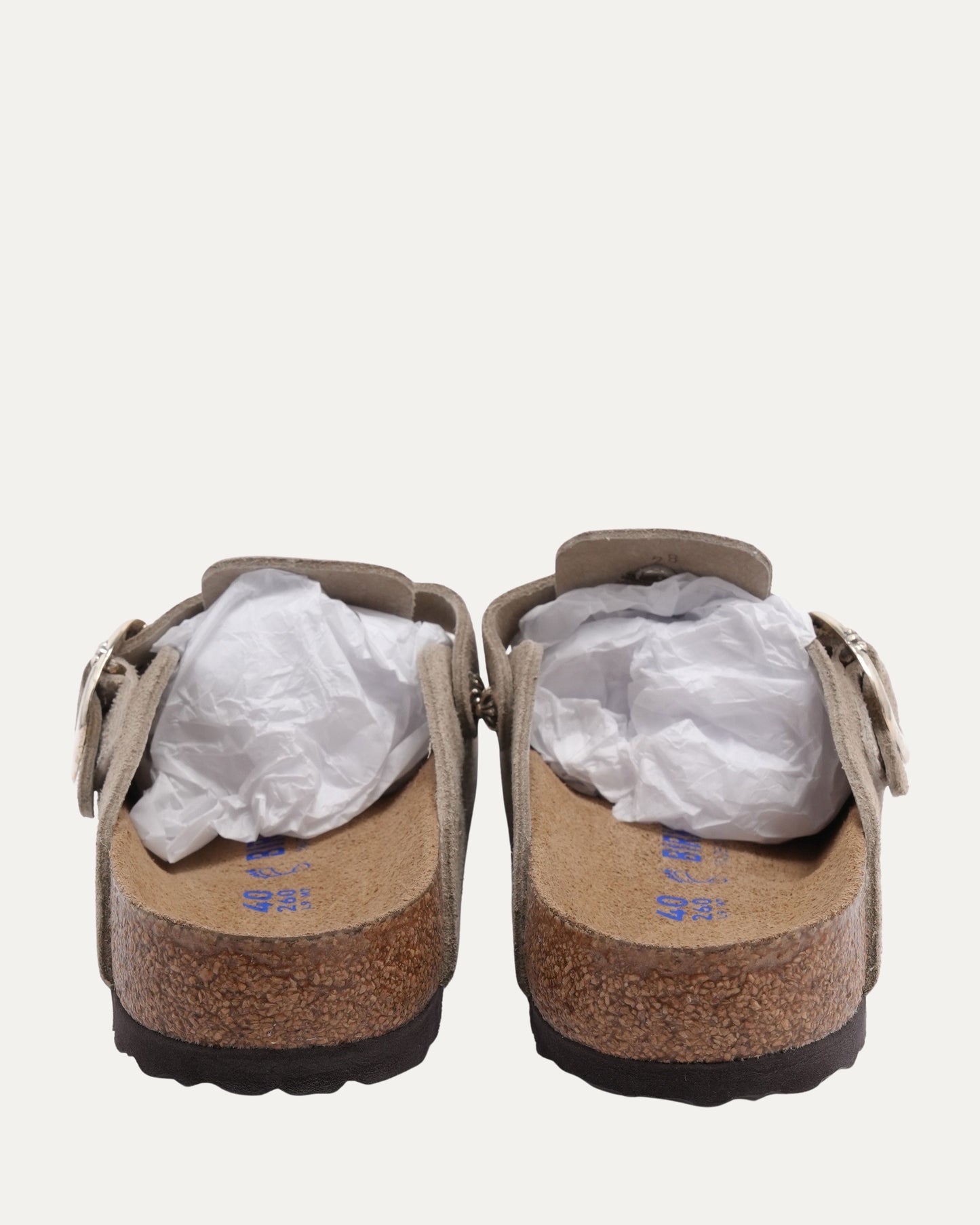 Cross Embellished Birkenstock Boston Suede Mule
