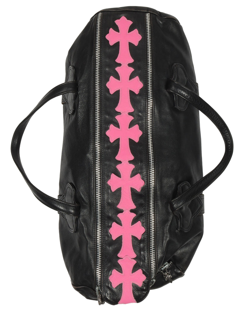 Leather Cross Patch Duffle Bag