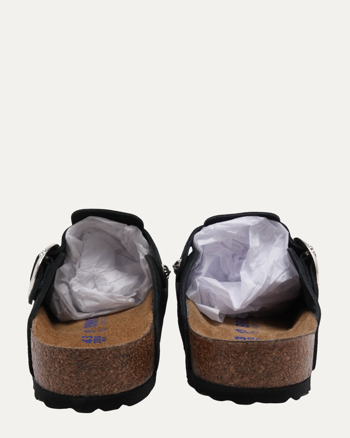 Cross Embellished Birkenstock Boston Suede Mule