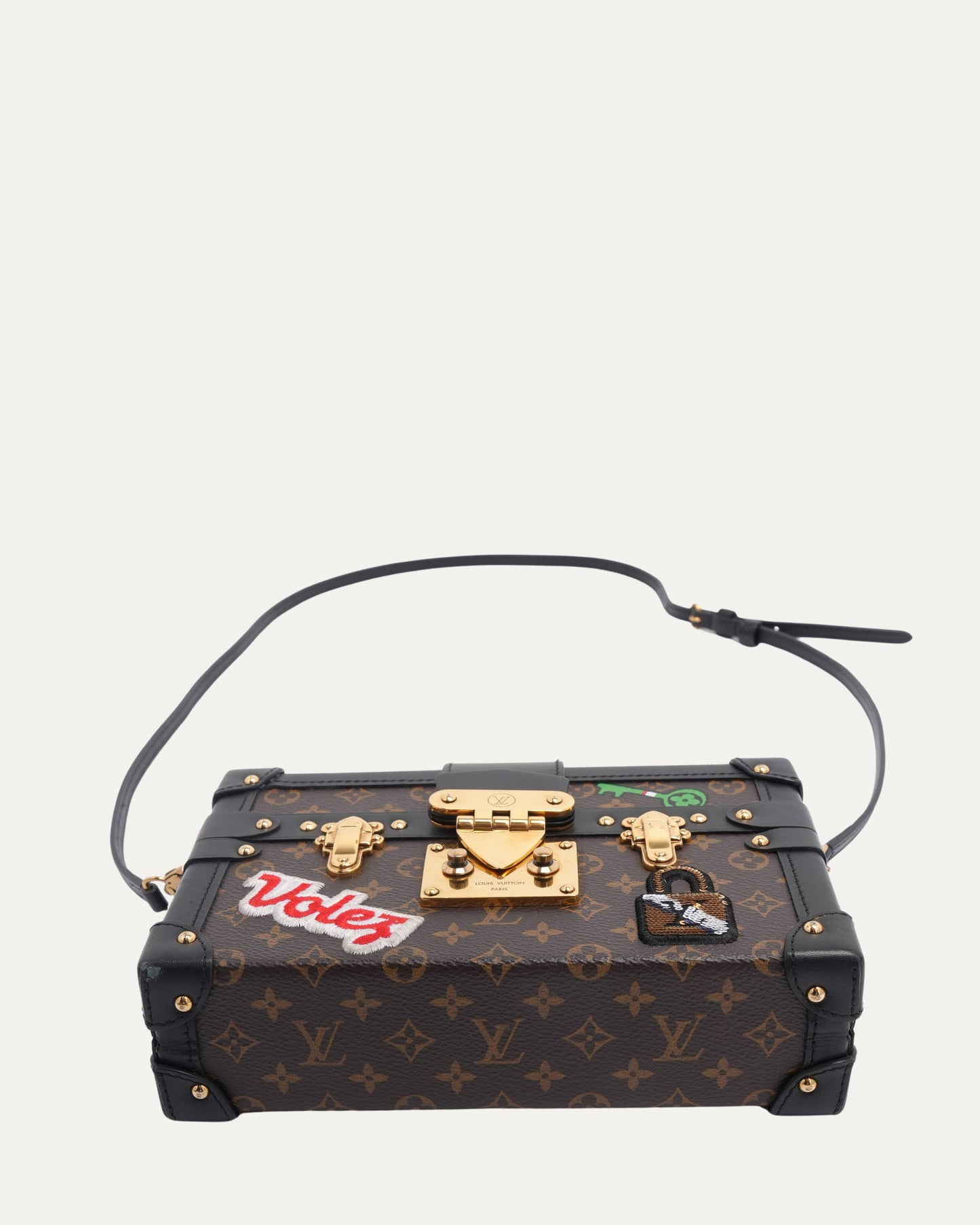 Monogram Patches Petite Malle Crossbody Trunk Bag