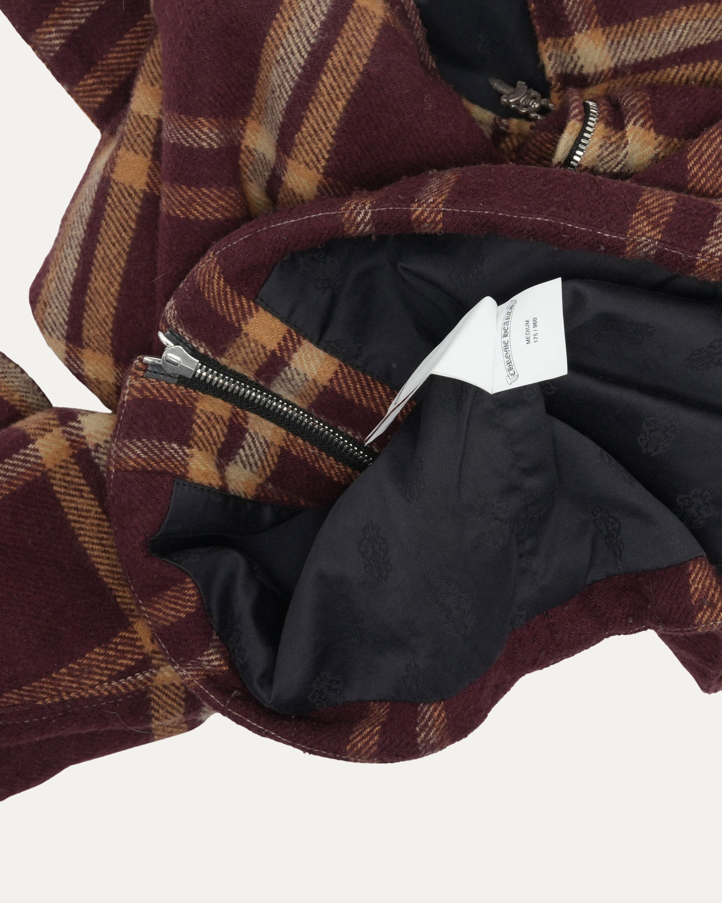 Shearling Collar Zip Up Flannel Jacket