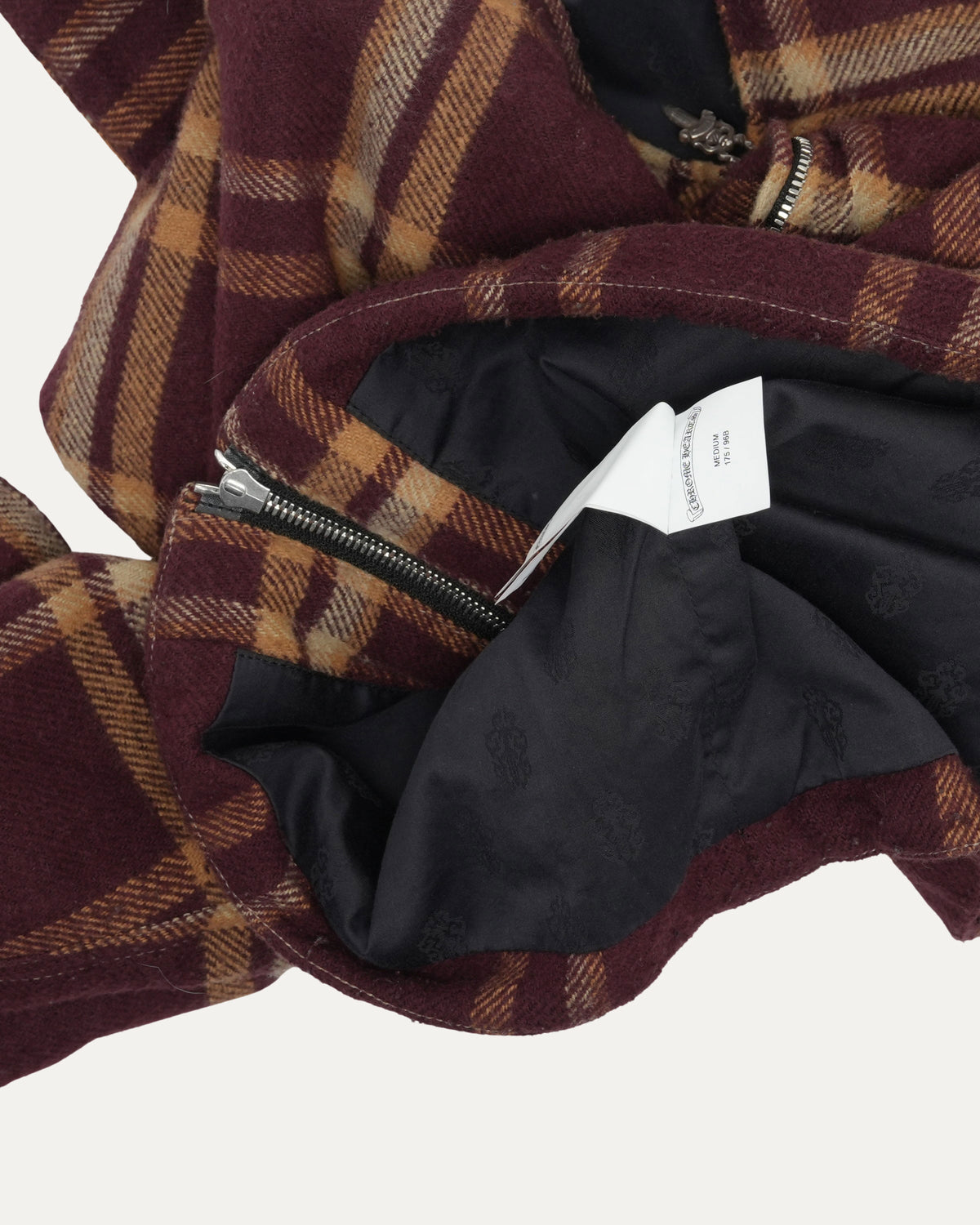 Shearling Collar Zip Up Flannel Jacket