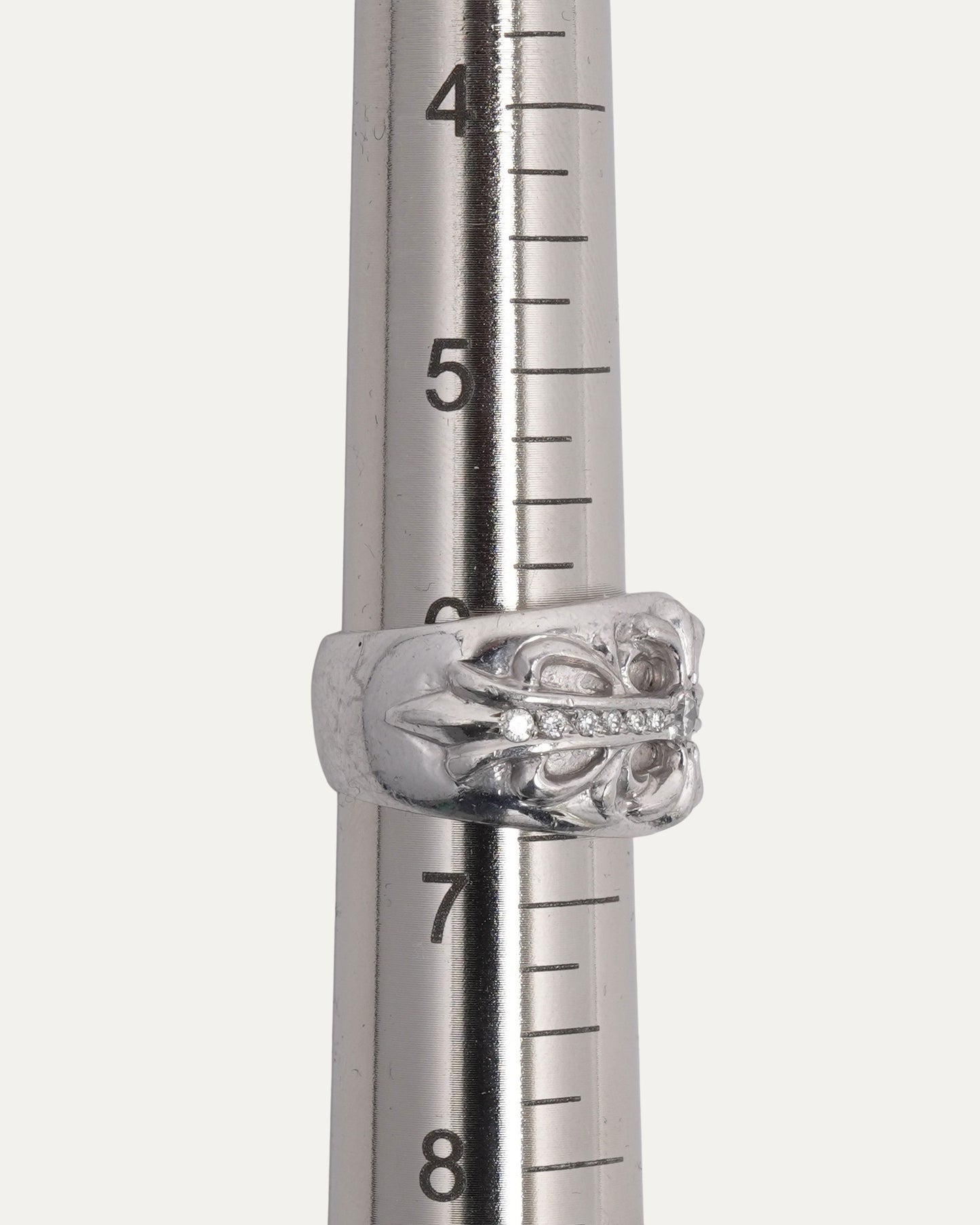 White Gold and Diamond Floral Cross Ring