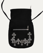 Silver Embellished Cross Patch Leather Messenger Bag
