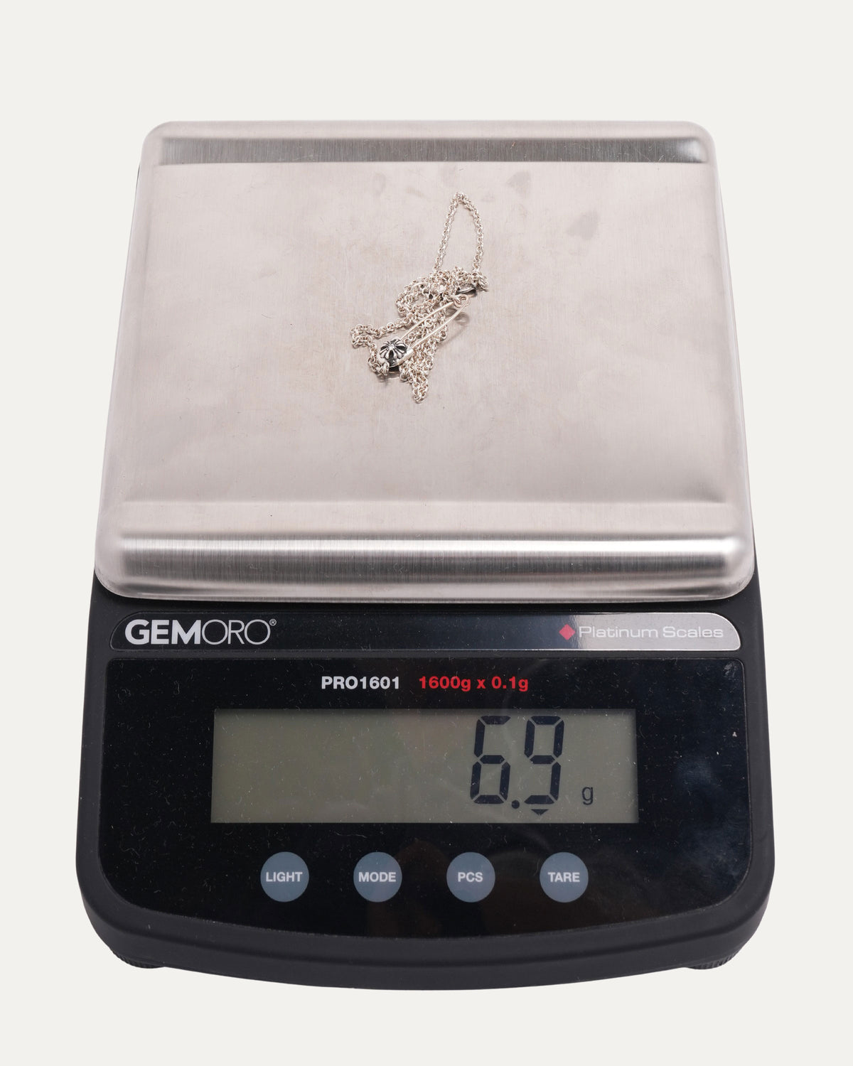 Diamond Safety Pin Roll Chain Necklace