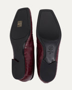Crocodile Embossed Square Toe Ballet Flats