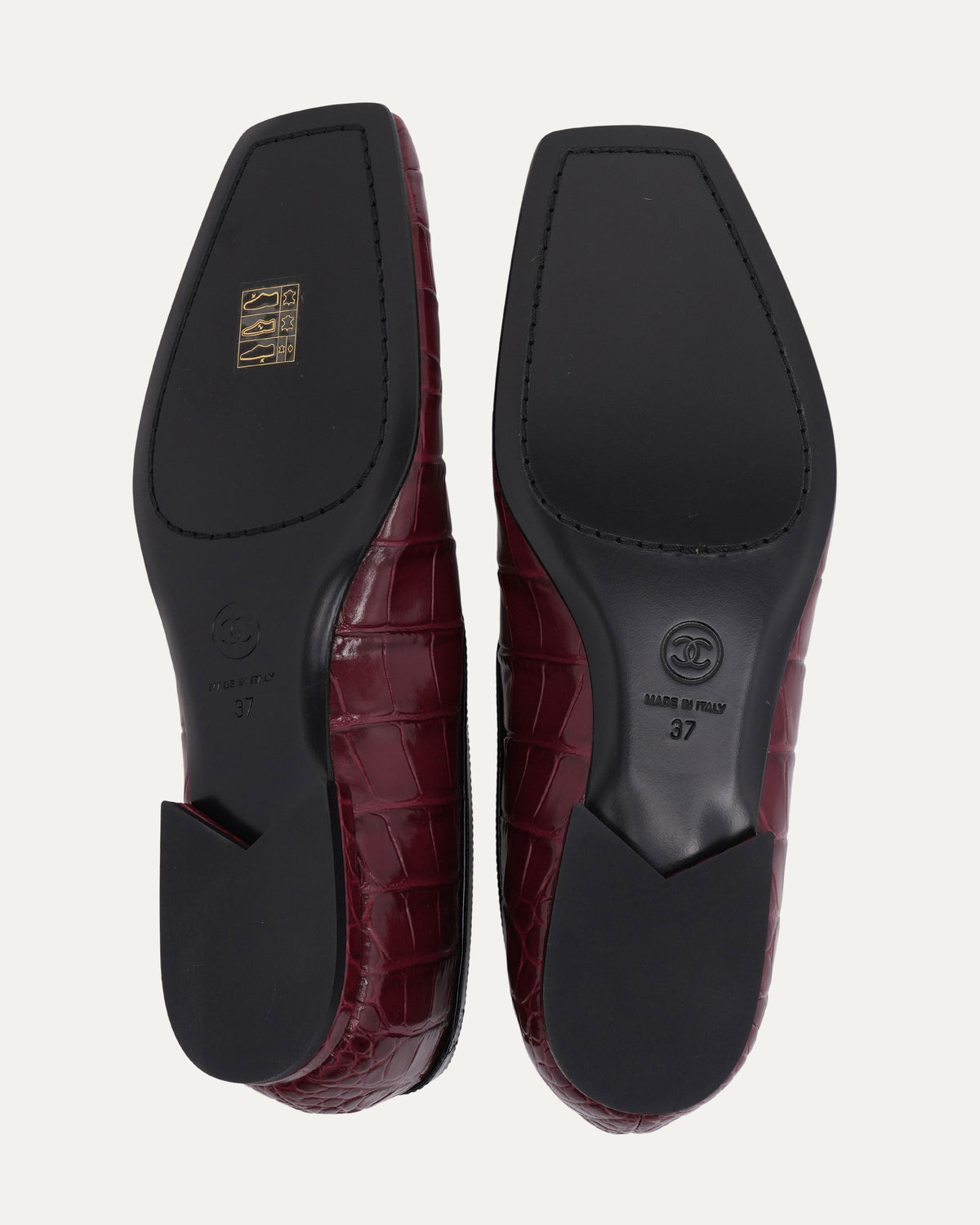 Crocodile Embossed Square Toe Ballet Flats