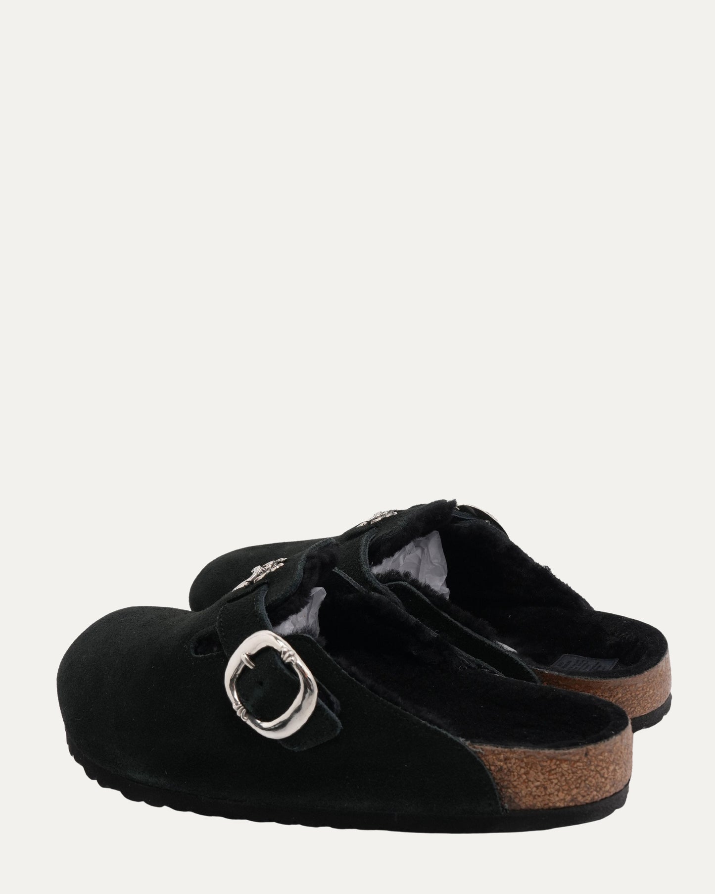 Dagger Embellished Birkenstock Boston Shearling Lined Suede Mule
