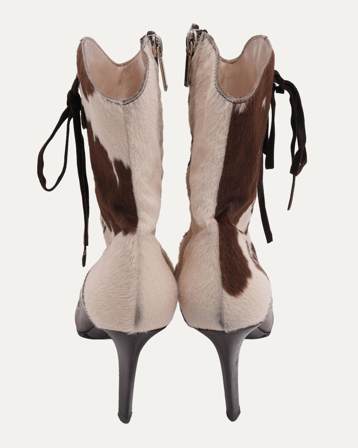 John Galliano Calf Hair Logo Boots