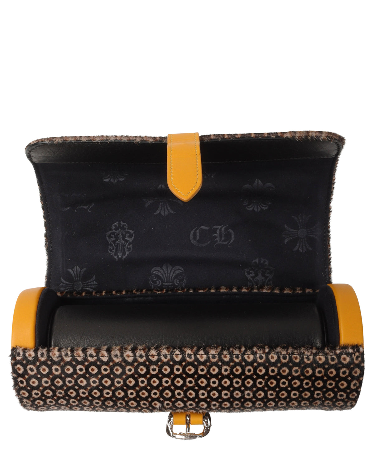 Leather & Peacock Ponyhair Watch Roll