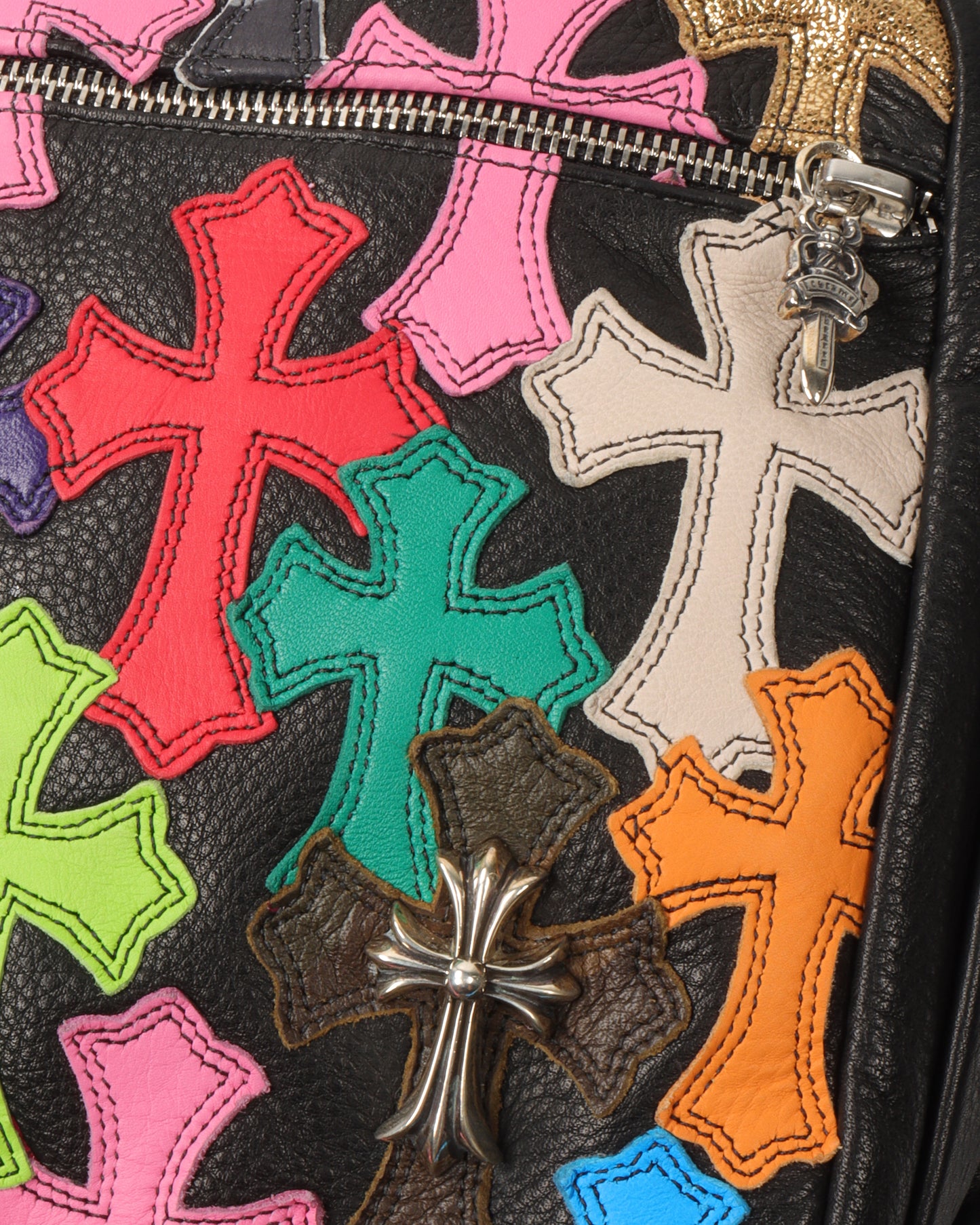 Leather Multicolor Cross Patch Backpack