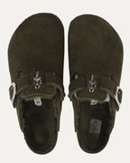 Dagger Embellished Birkenstock Boston Shearling Lined Suede Mule