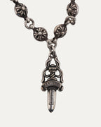 Diamond Dagger Pendant Plus Ball Necklace