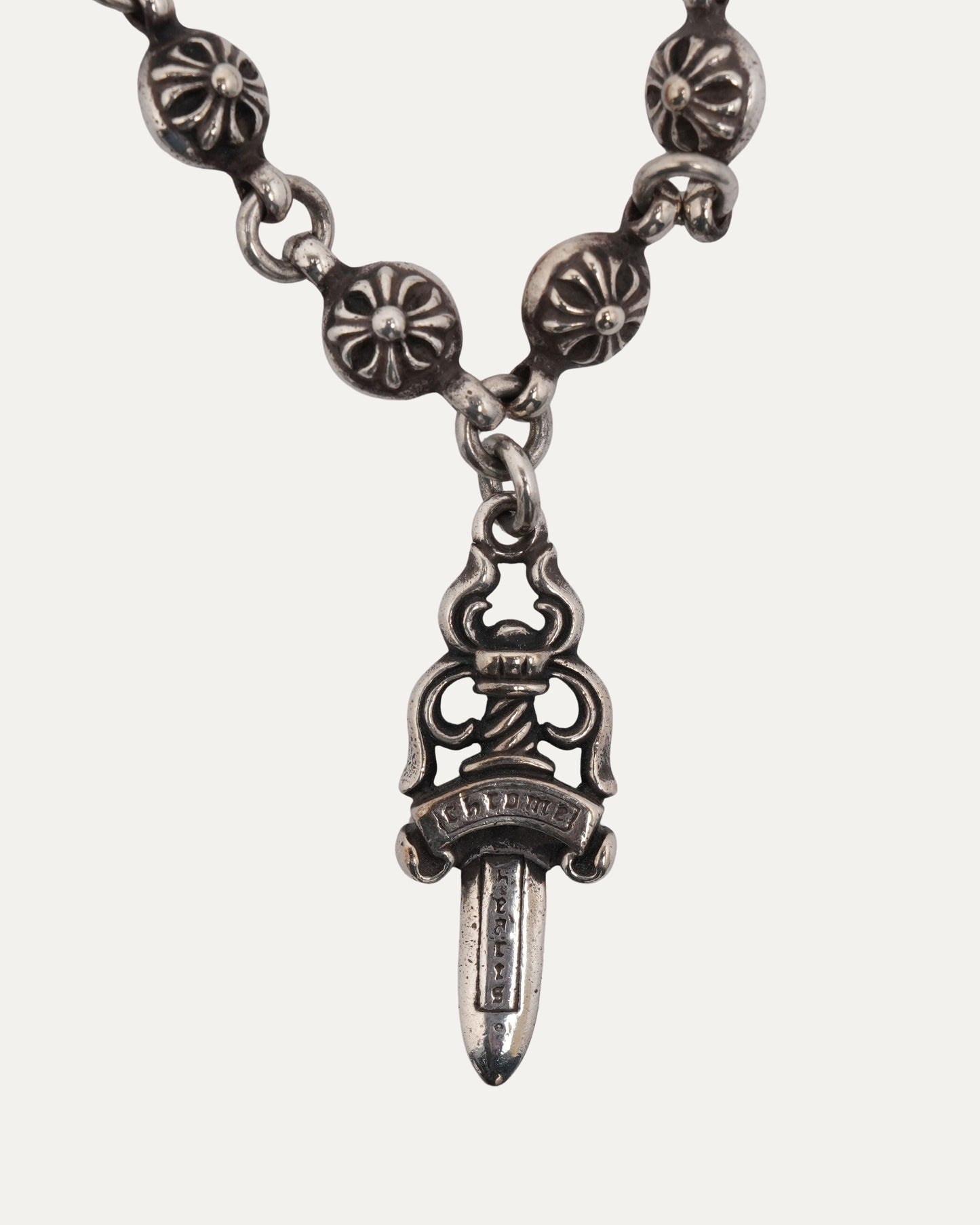 Diamond Dagger Pendant Plus Ball Necklace